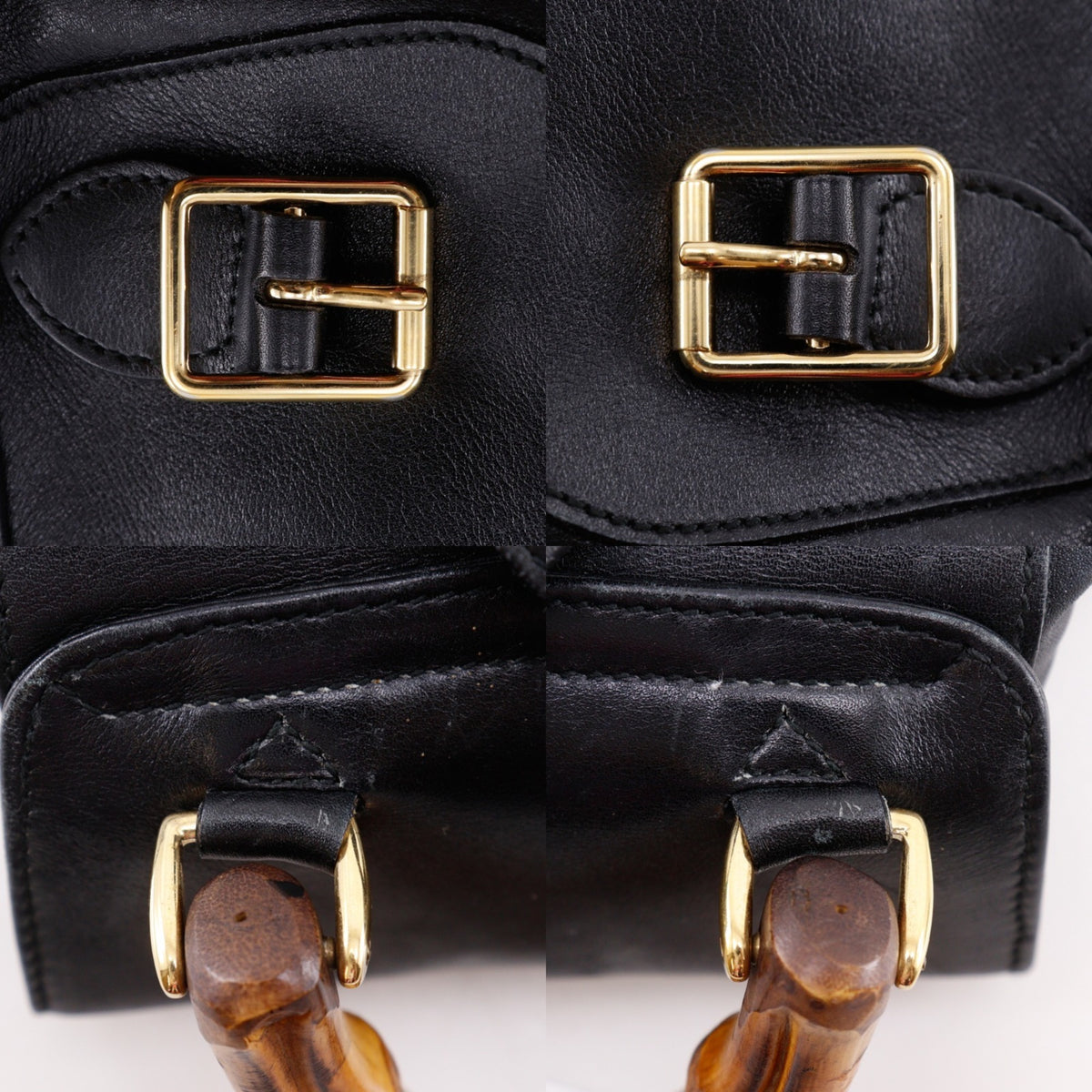 Gucci Bamboo Black Leather Backpack (Pre-Owned)