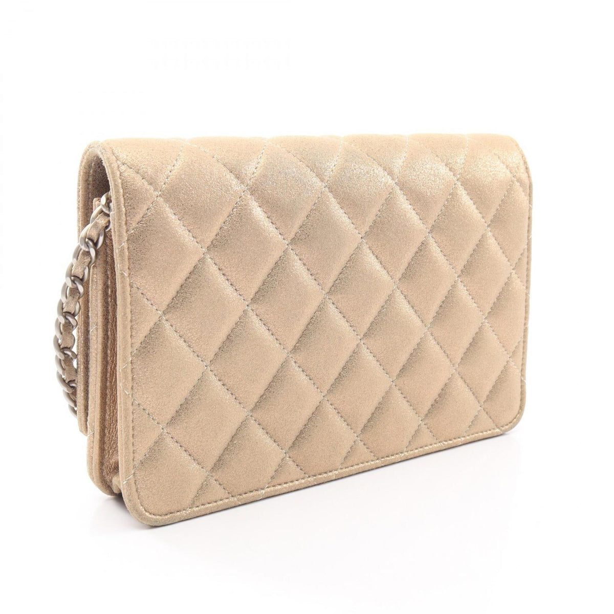 Chanel Gold Leather Handbag Shoulder Bag (Pre-Owned)