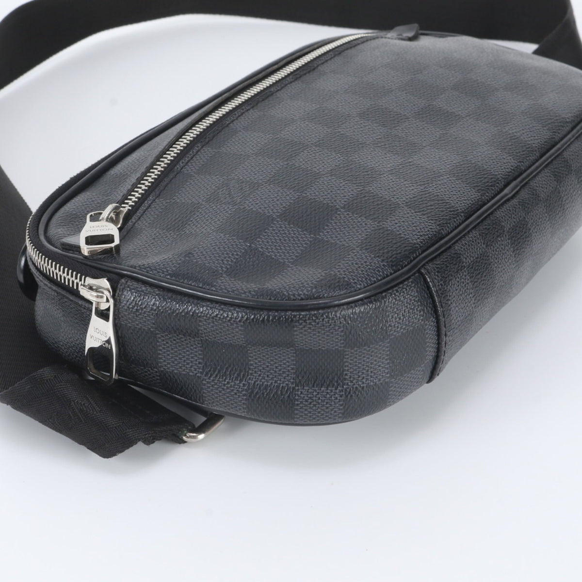 Louis Vuitton Black Leather Coated Canvas Pouch Sling Bag (Pre-Owned)