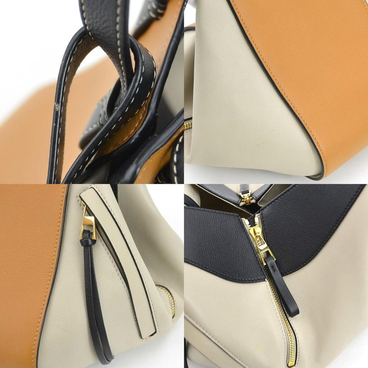 Loewe Black Brown Grayish Leather Handbag Shoulder Bag (Pre-Owned)