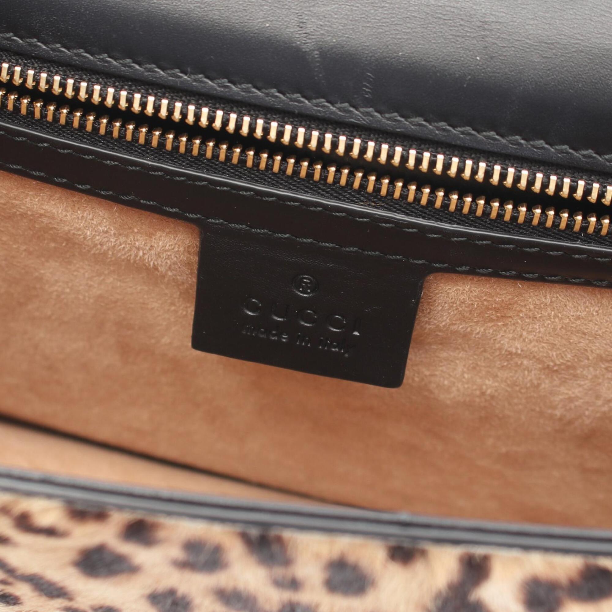 Gucci Beige Black Multi-Color Leather Handbag Shoulder Bag (Pre-Owned)