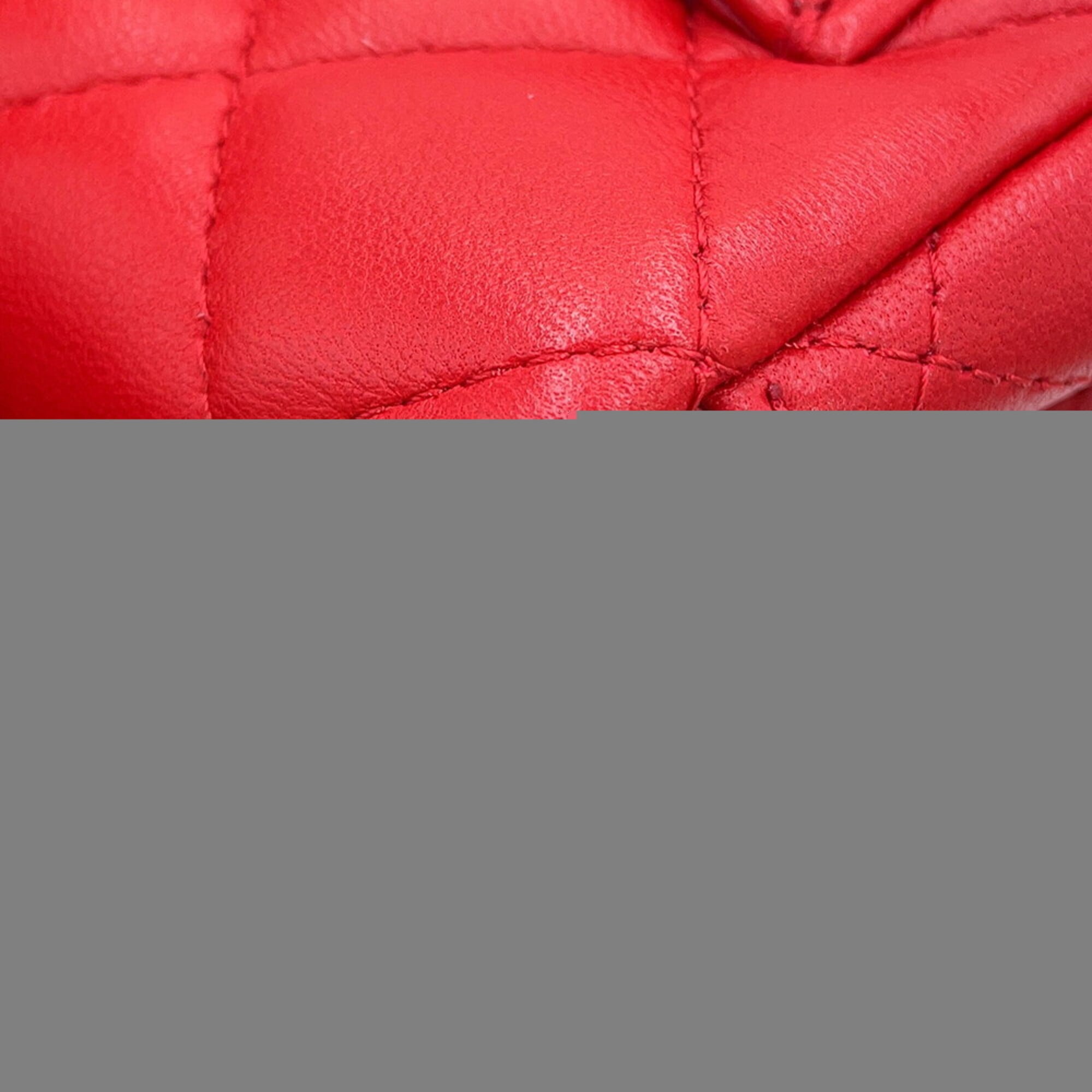 Chanel Matelasse Red Color Leather Handbag Shoulder Bag (Pre-Owned)