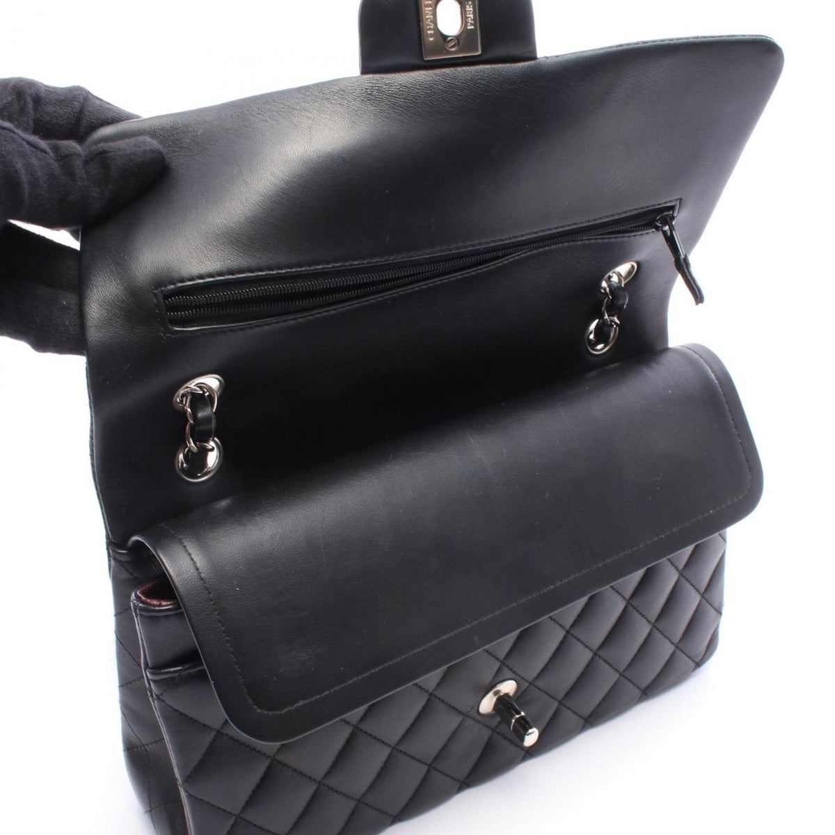 Chanel Black Leather Handbag Shoulder Bag (Pre-Owned)