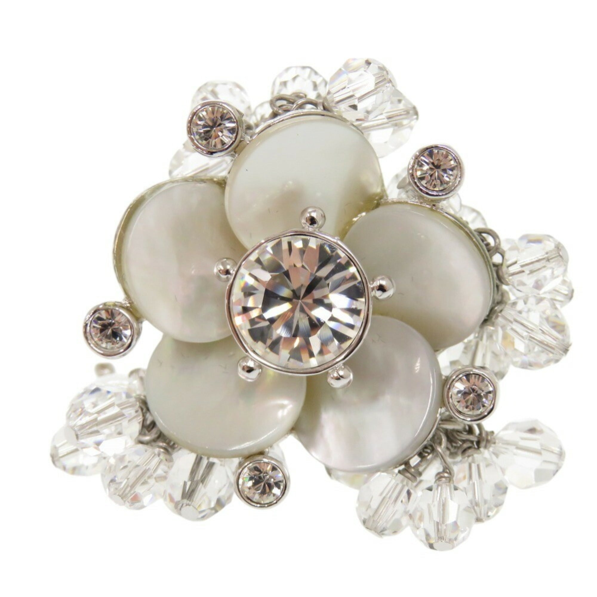 Christian Dior Silver White Metal Band Ring (Pre-Owned)