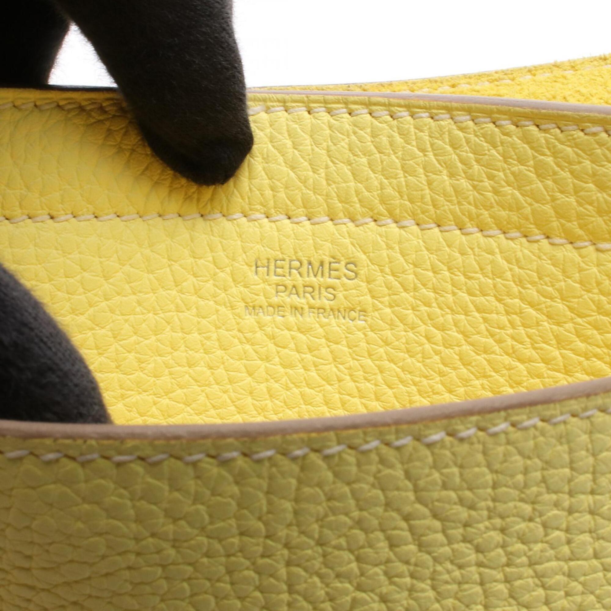 Hermes Lime Yellow Taurillon Clemence Leather Handbag Tote Bag (Pre-Owned)