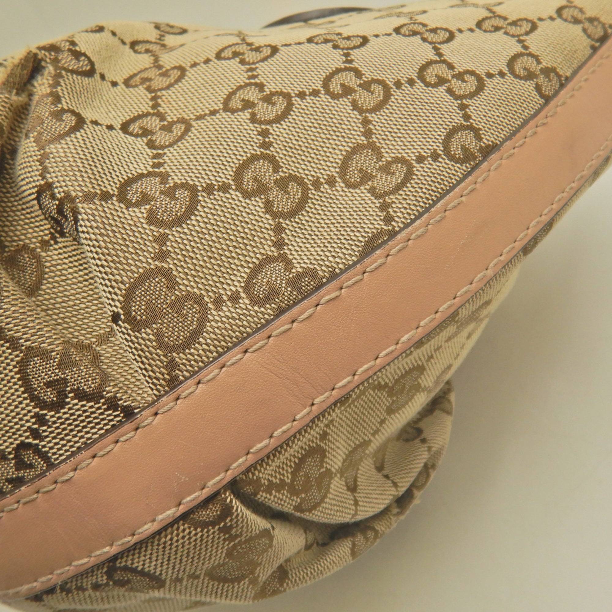 Gucci Beige Yellow Gg Canvas Leather Tote Bag (Pre-Owned)