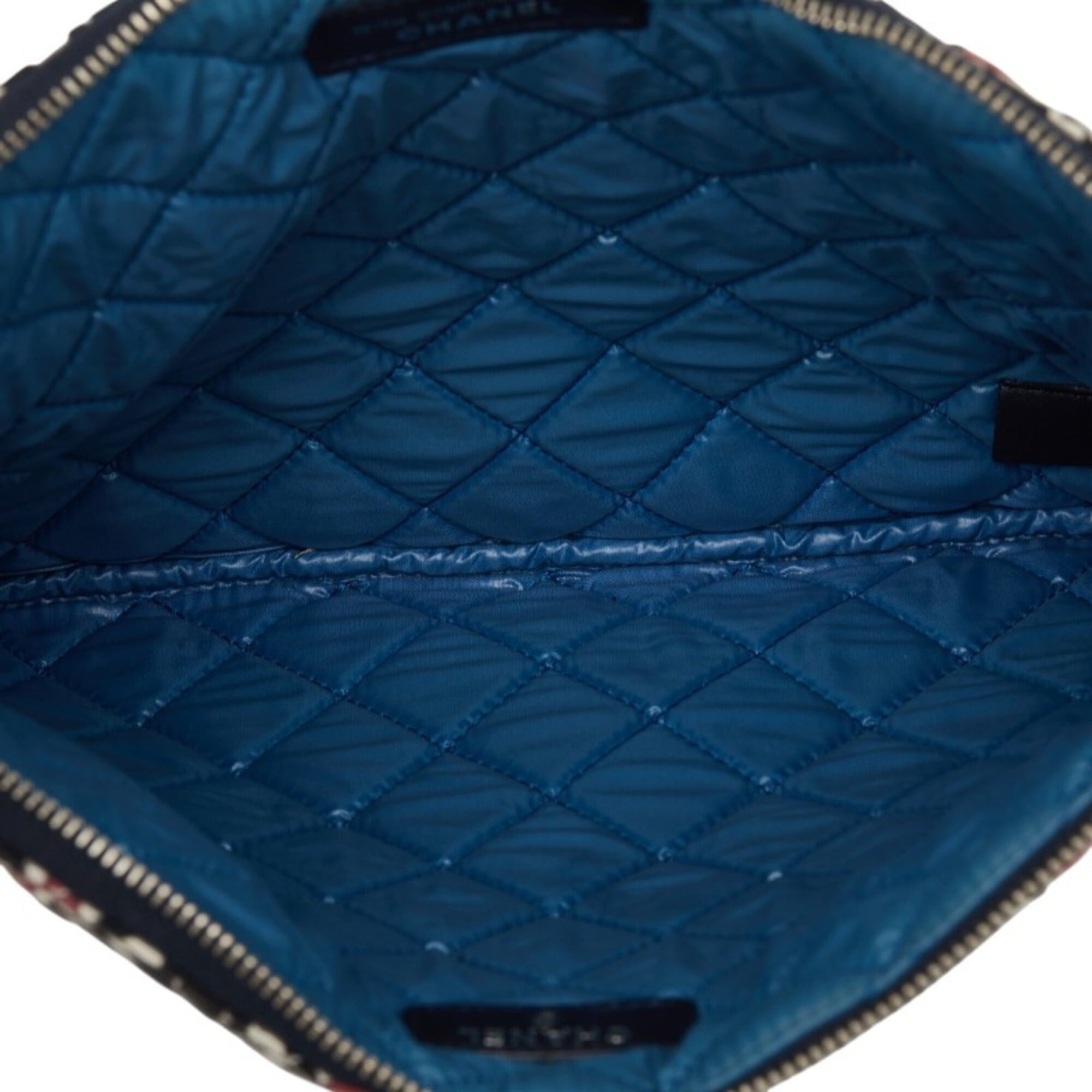 Chanel Multi-Color Canvas Leather Clutch Bag Handbag (Pre-Owned)
