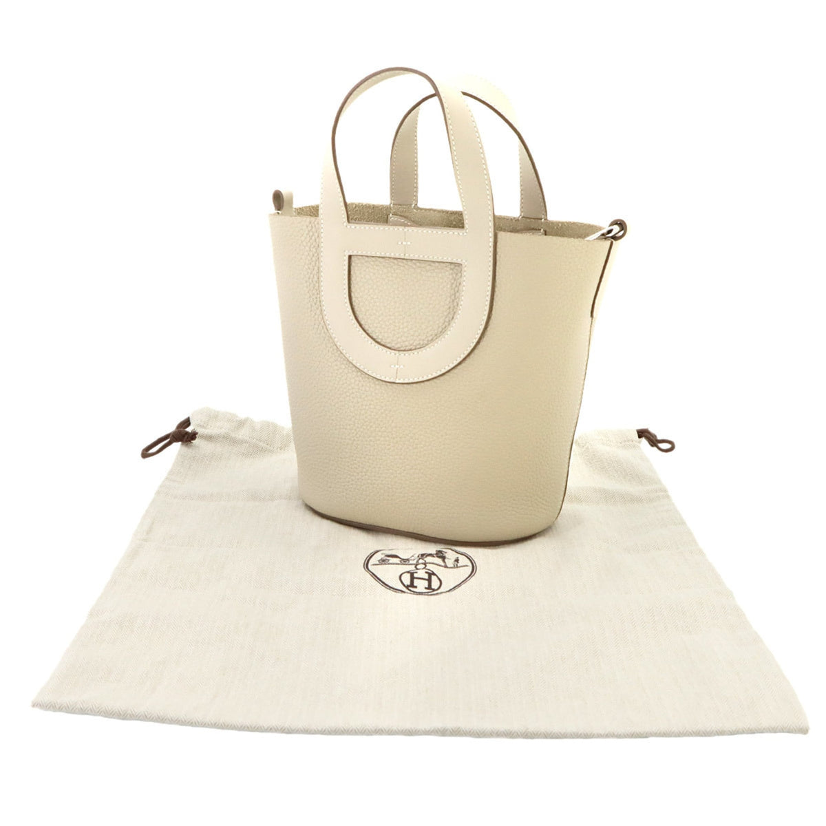 Hermes White Taurillon Clemence Leather Swift Leather Handbag (Pre-Owned)