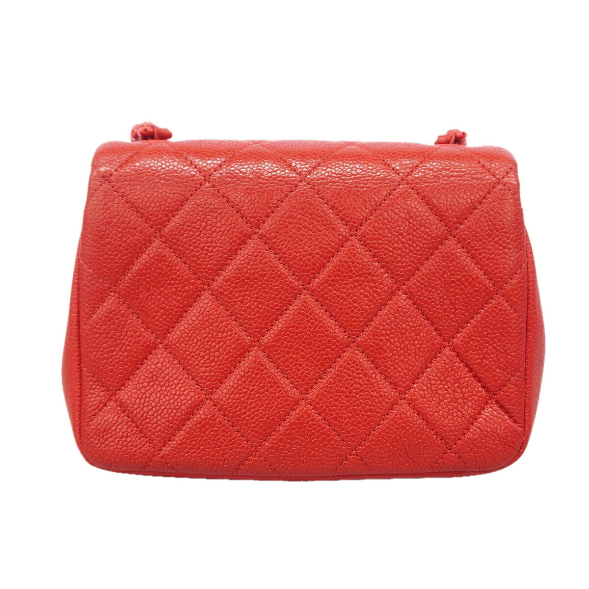 Chanel Red Color Grained Calfskin Shoulder Bag (Pre-Owned)