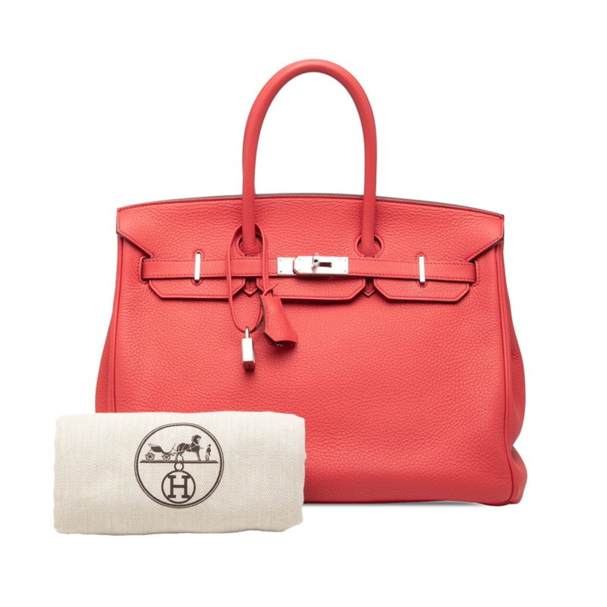 Hermes Silver Taurillon Clemence Leather Handbag (Pre-Owned)