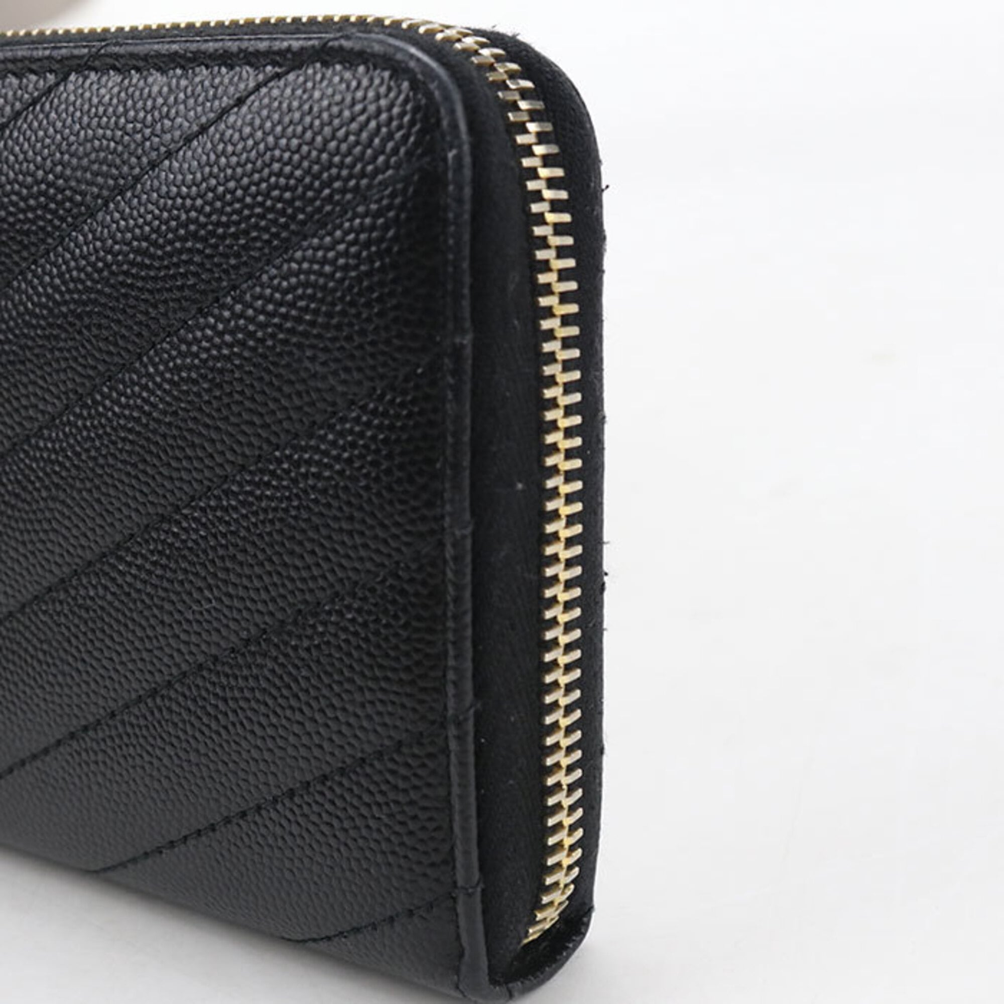 Saint Laurent Black Leather Long Wallet (Bi-Fold) (Pre-Owned)