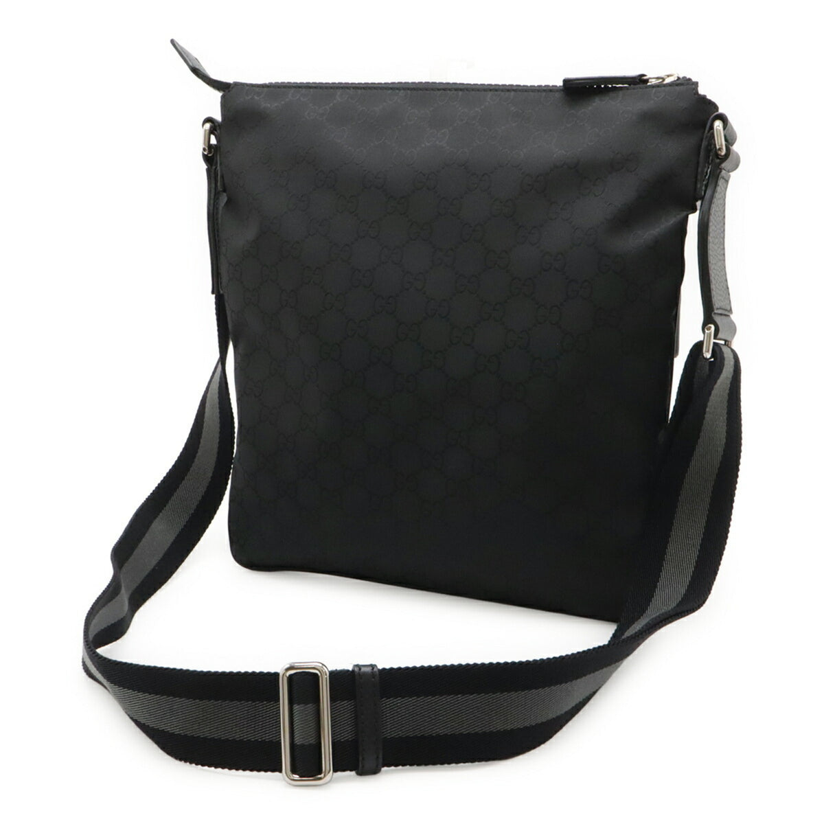 Gucci Black Gray Nylon Leather Shoulder Bag (Pre-Owned)
