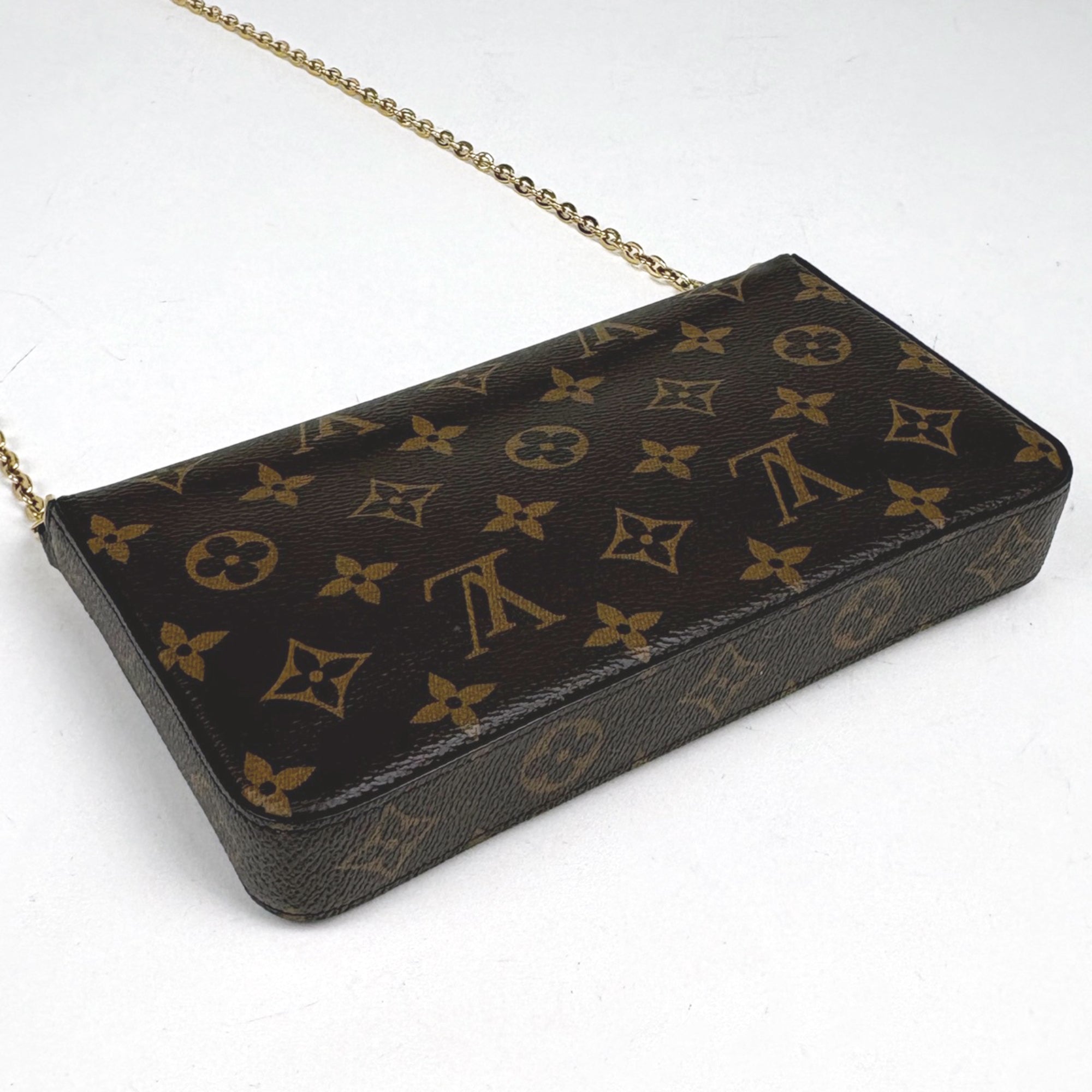 Louis Vuitton Monogram Brown Fuchsia Monogram Clutch Bag Pochette Shoulder Bag (Pre-Owned)