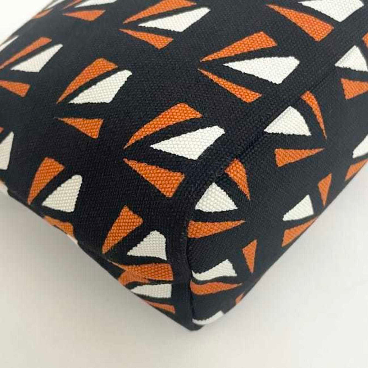 Prada Black Orange Canvas Leather Pouch (Pre-Owned)