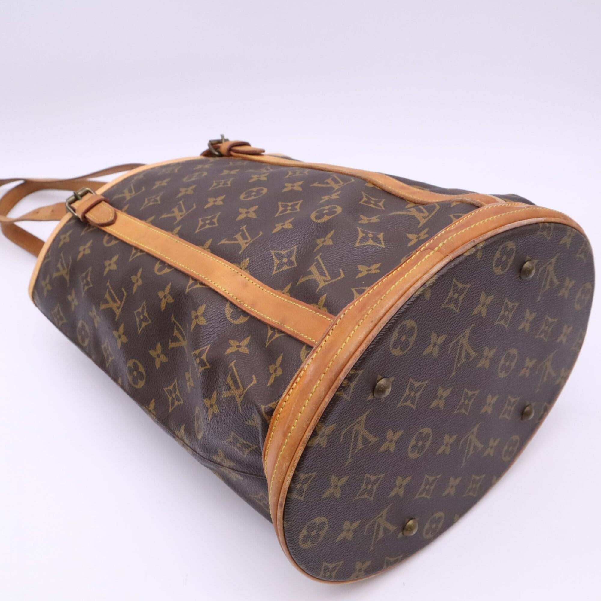 Louis Vuitton Monogram Beige Brown Coated Canvas Leather Handbag (Pre-Owned)