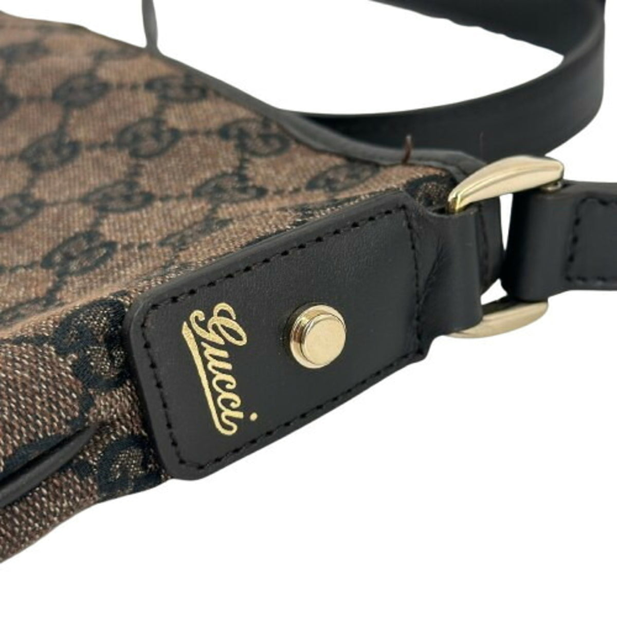 Gucci Abbey Brown Gg Canvas Leather Shoulder Bag (Pre-Owned)