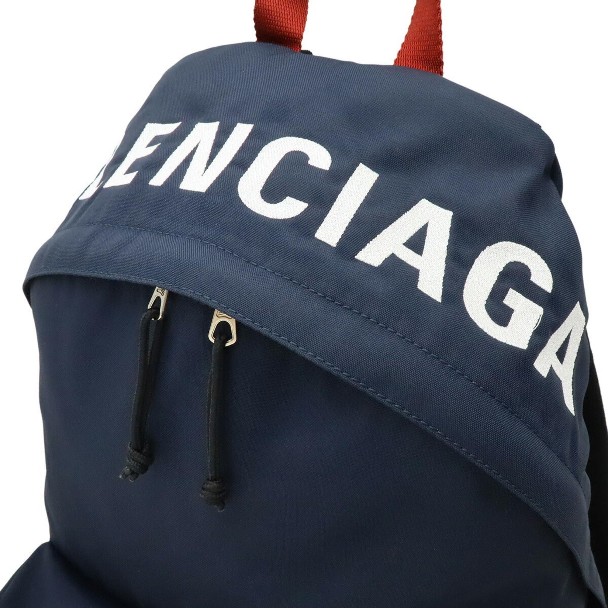 Balenciaga Navy Red Color White Nylon Canvas Backpack (Pre-Owned)