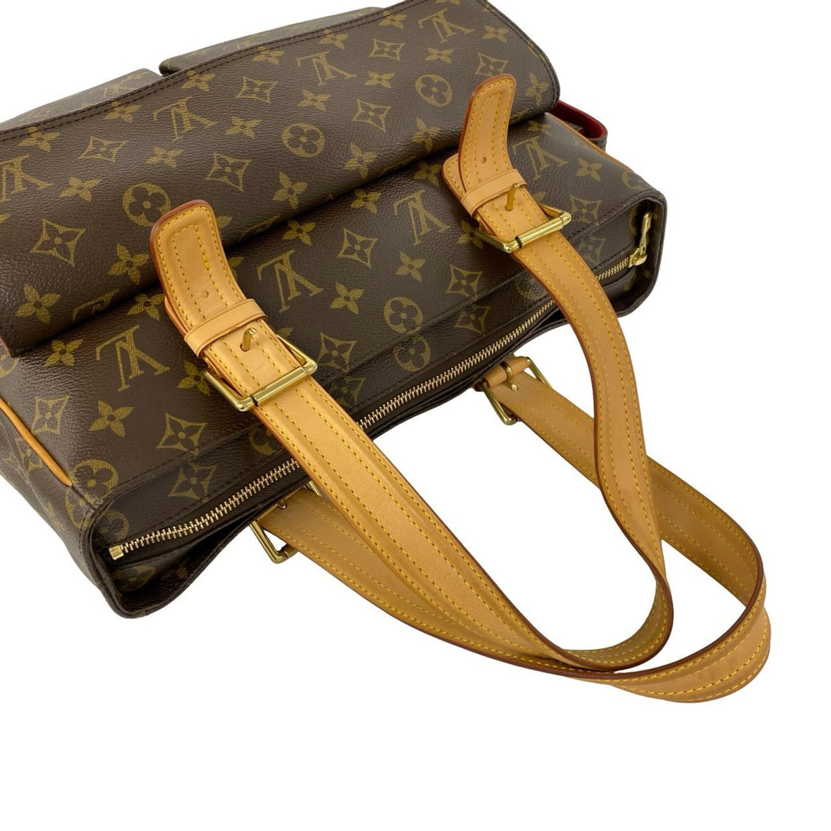 Louis Vuitton Brown Leather Pvc Handbag Tote Bag (Pre-Owned)