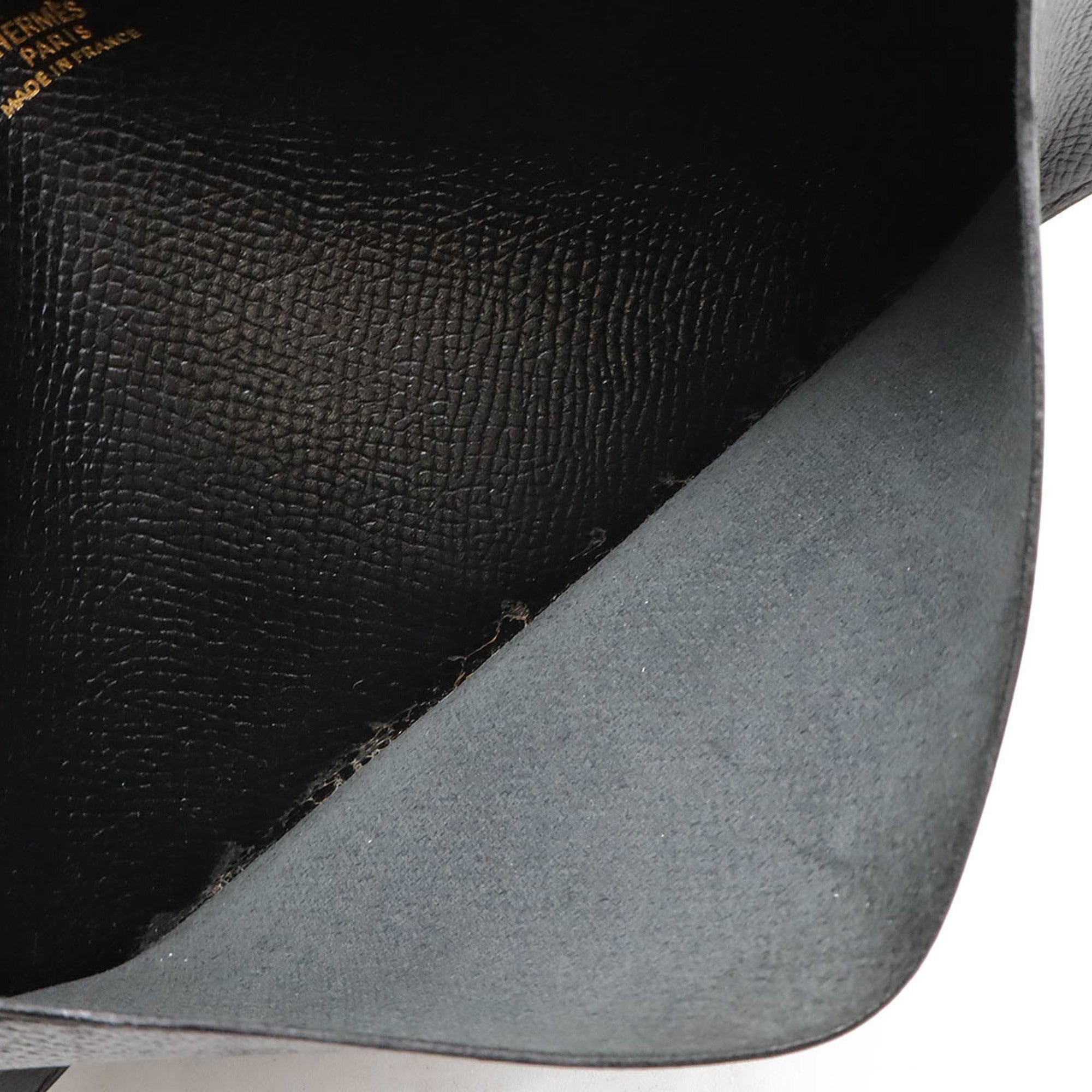 Hermes Osaka Black Courchevel Leather Long Wallet (Bi-Fold) (Pre-Owned)