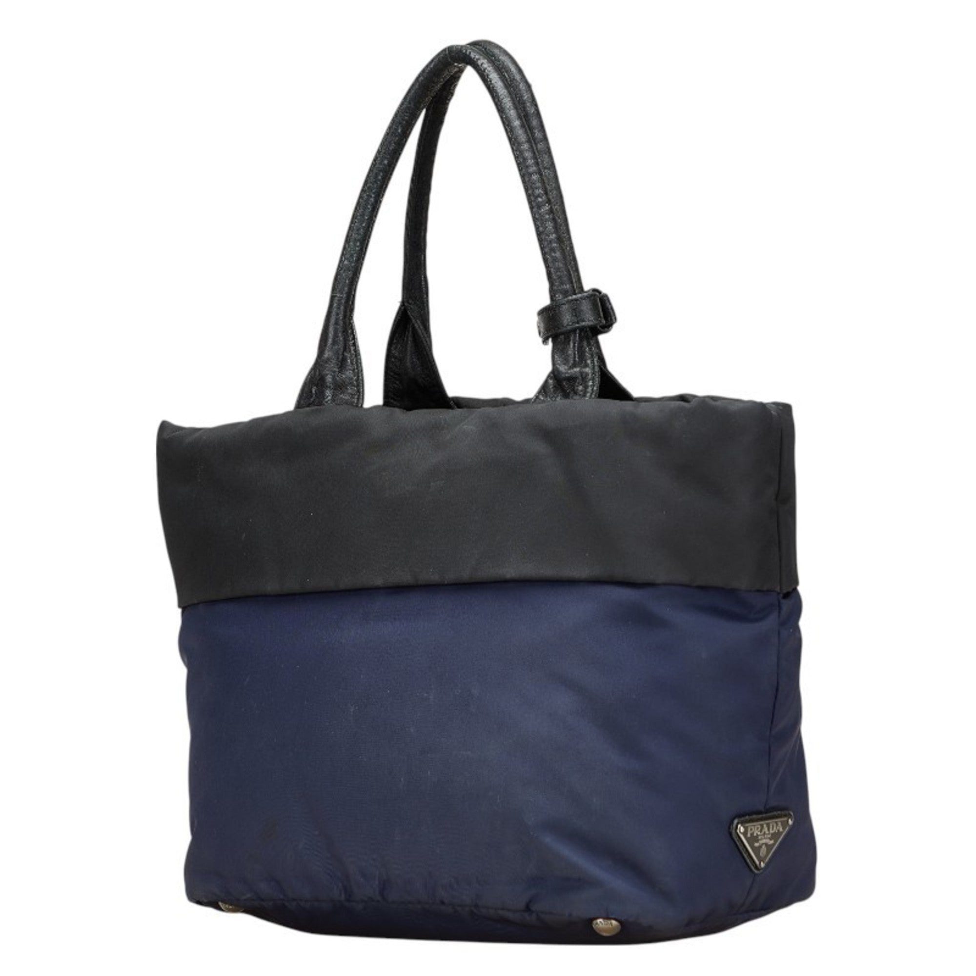 Prada Navy Black Nylon Handbag Tote Bag (Pre-Owned)