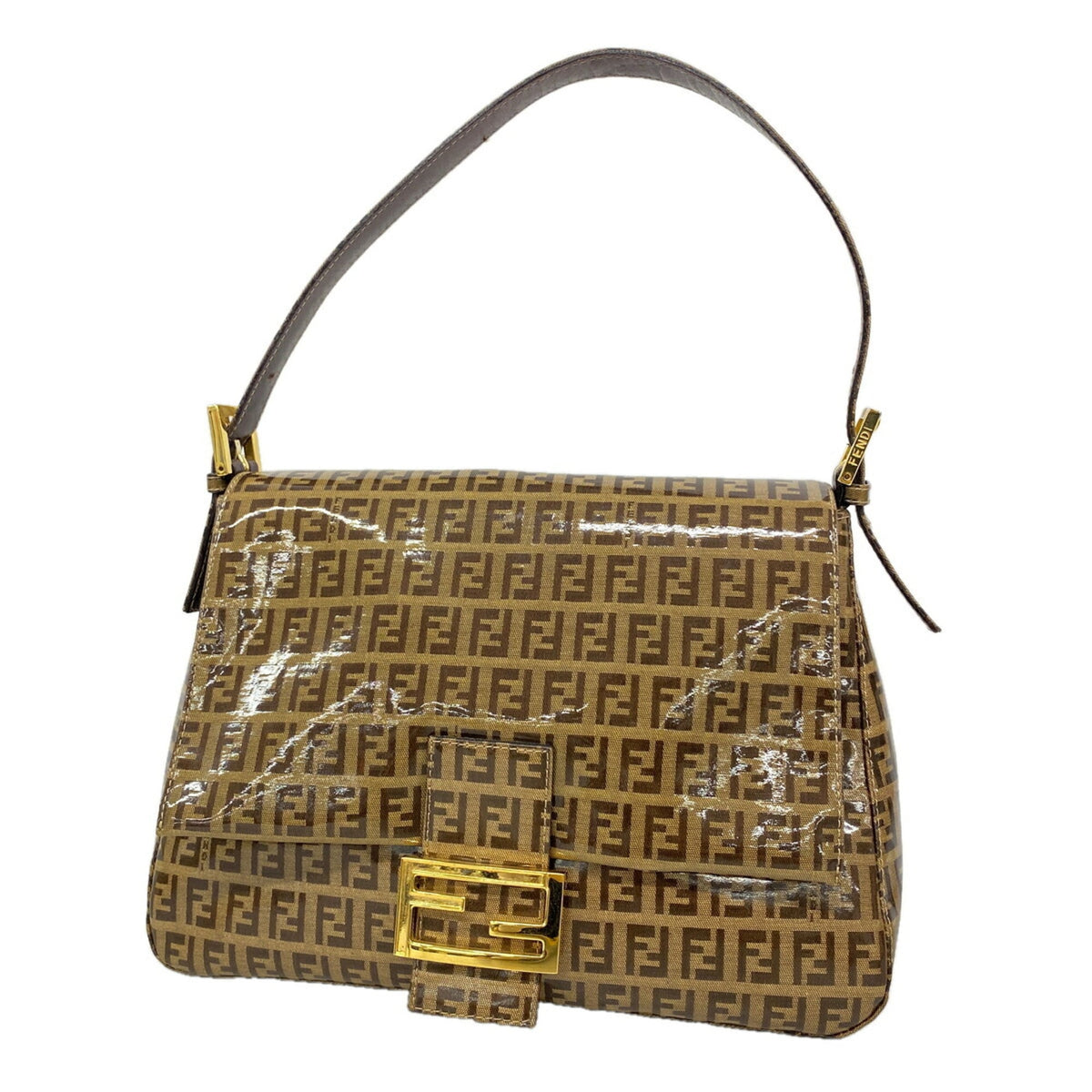 Fendi Brown Coated Canvas Handbag (Pre-Owned)
