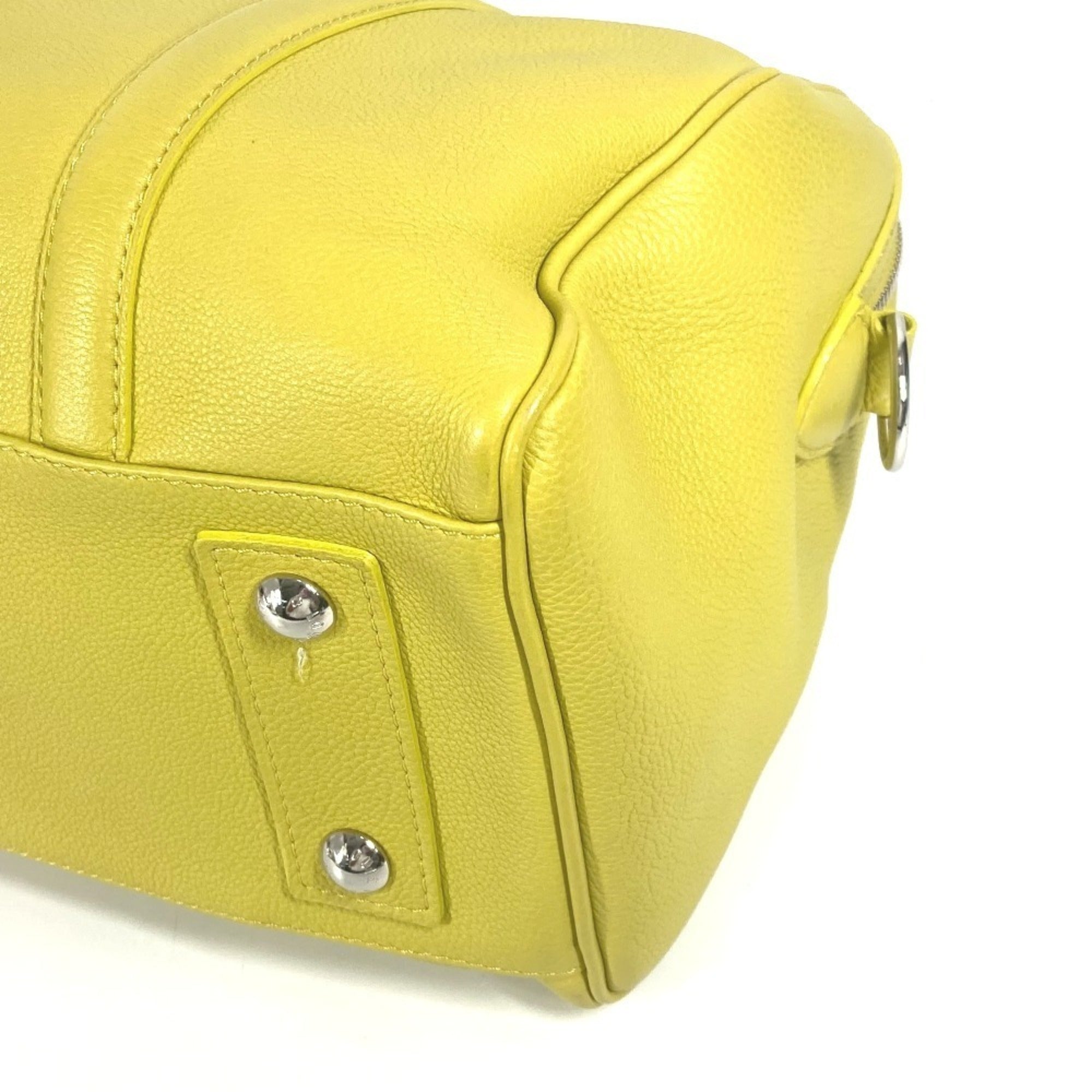 Louis Vuitton Pistache Yellow Leather Boston Bag Handbag Shoulder Bag (Pre-Owned)