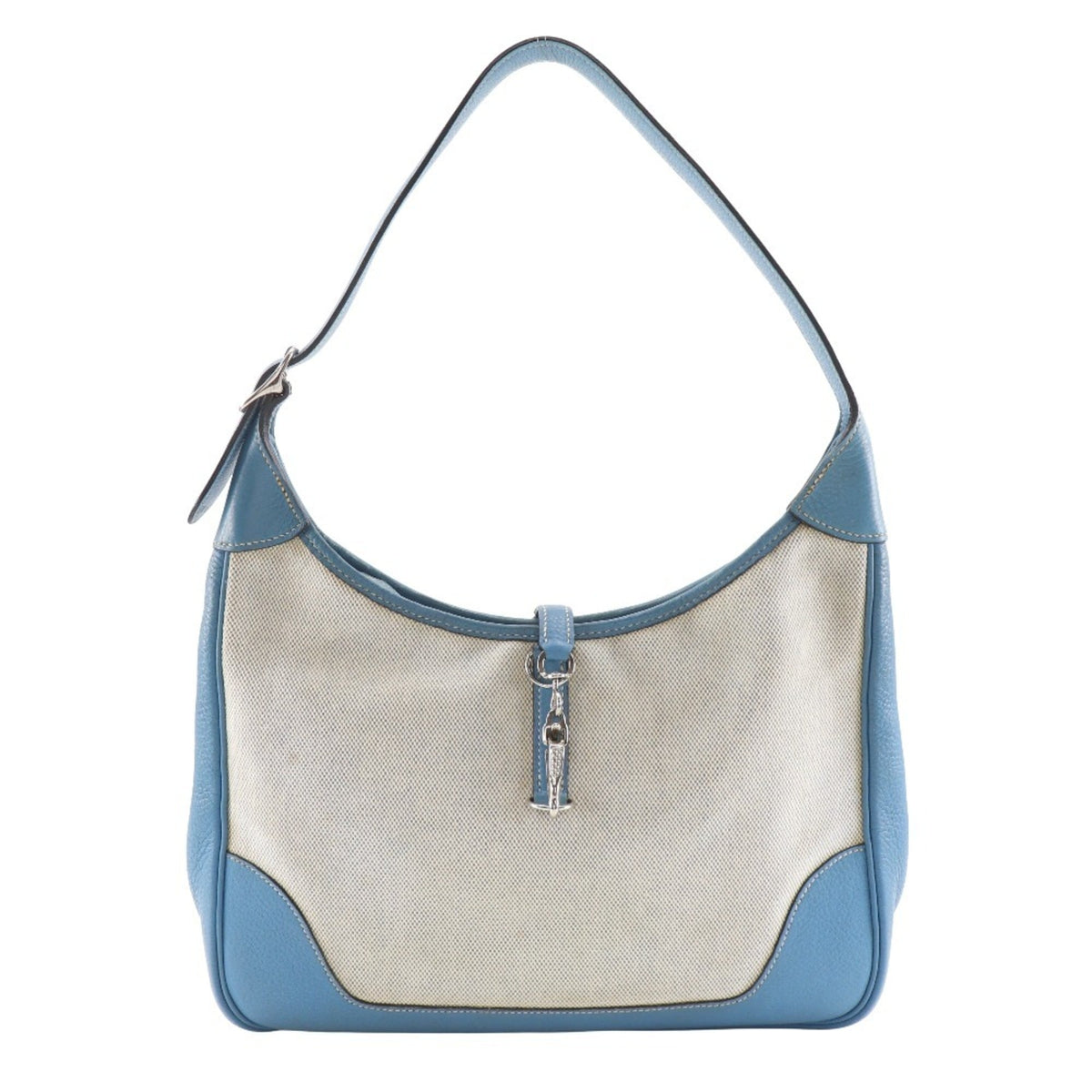 Hermes Trim Blue Natural Toile H Shoulder Bag (Pre-Owned)