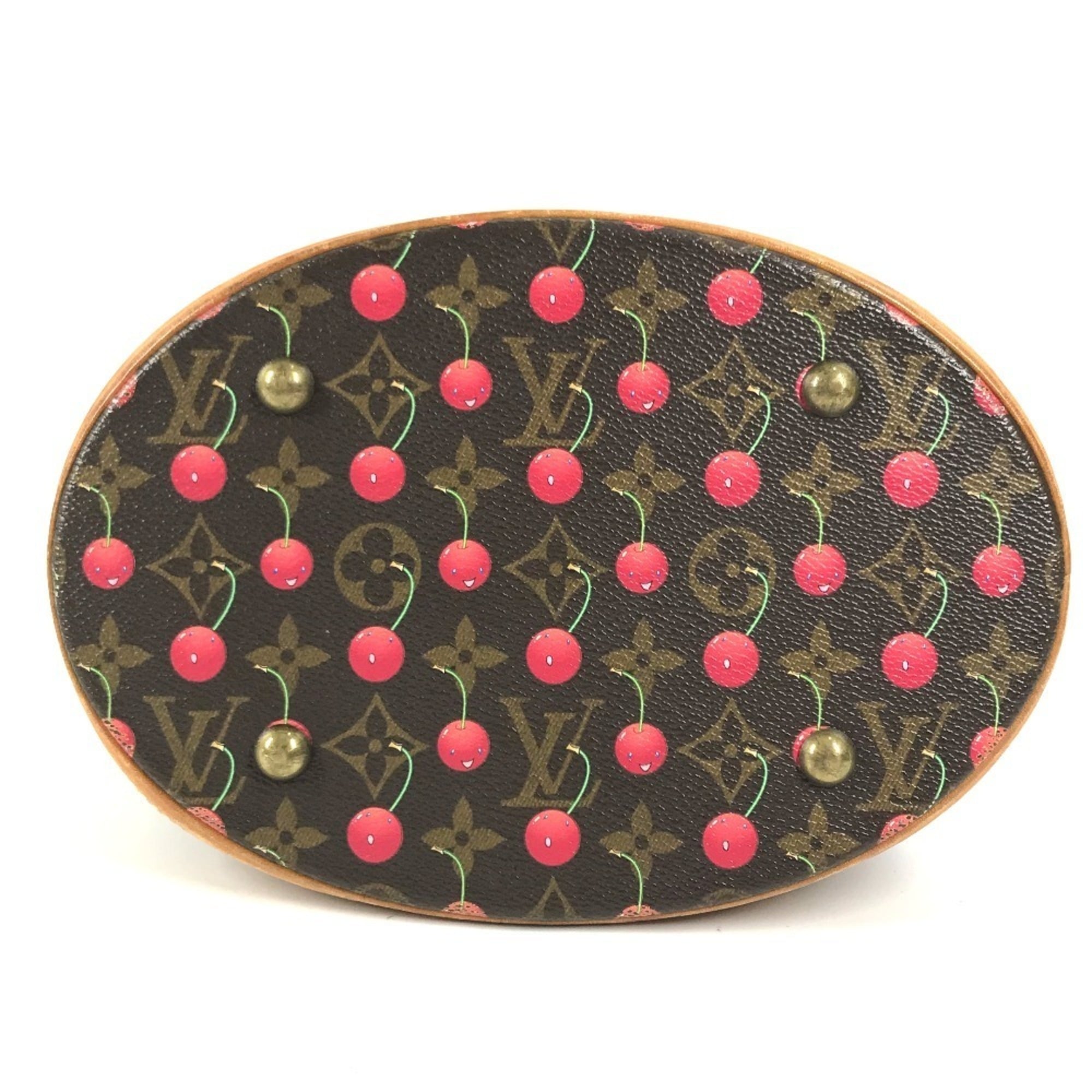 Louis Vuitton Brown Monogram Cherry Red Color Monogram Canvas Shoulder Bag Tote Bag (Pre-Owned)