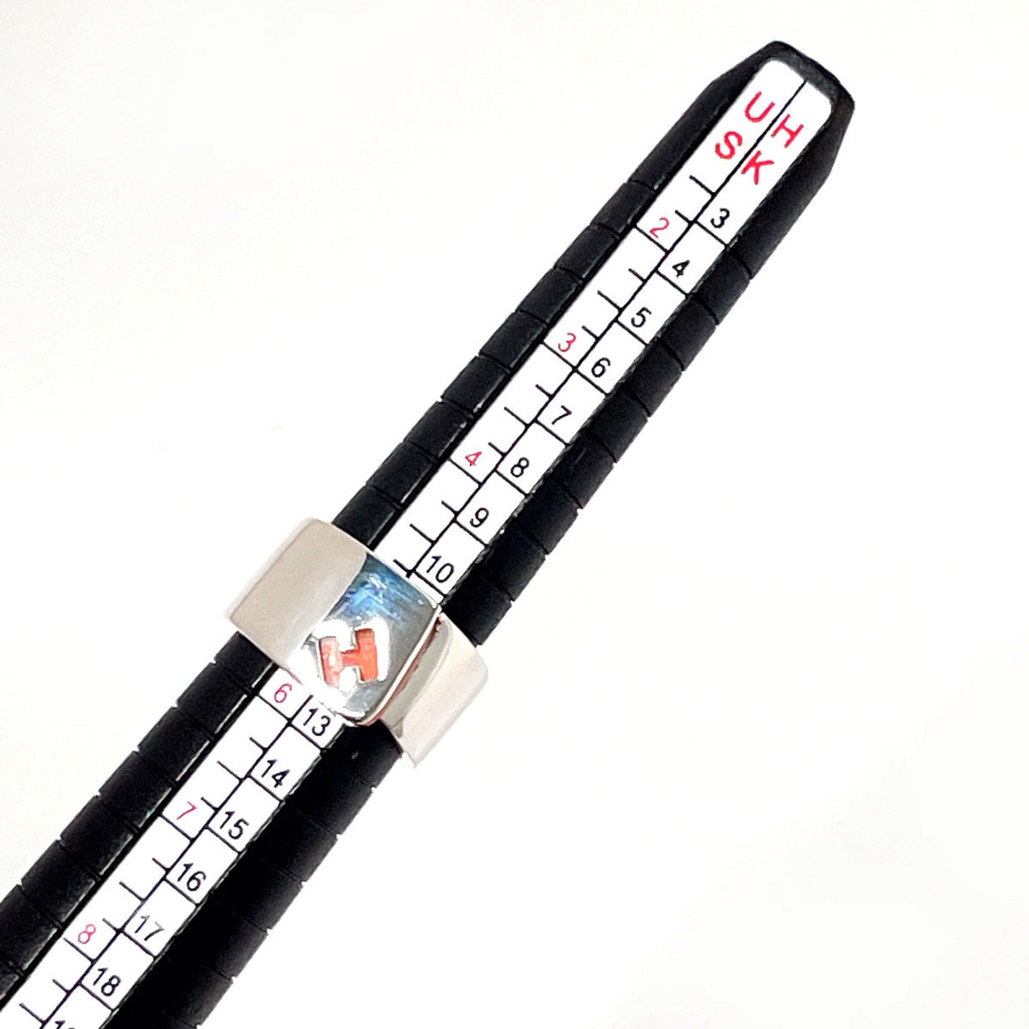 Hermes Silver Orange Silver 925 Band Ring (Pre-Owned)