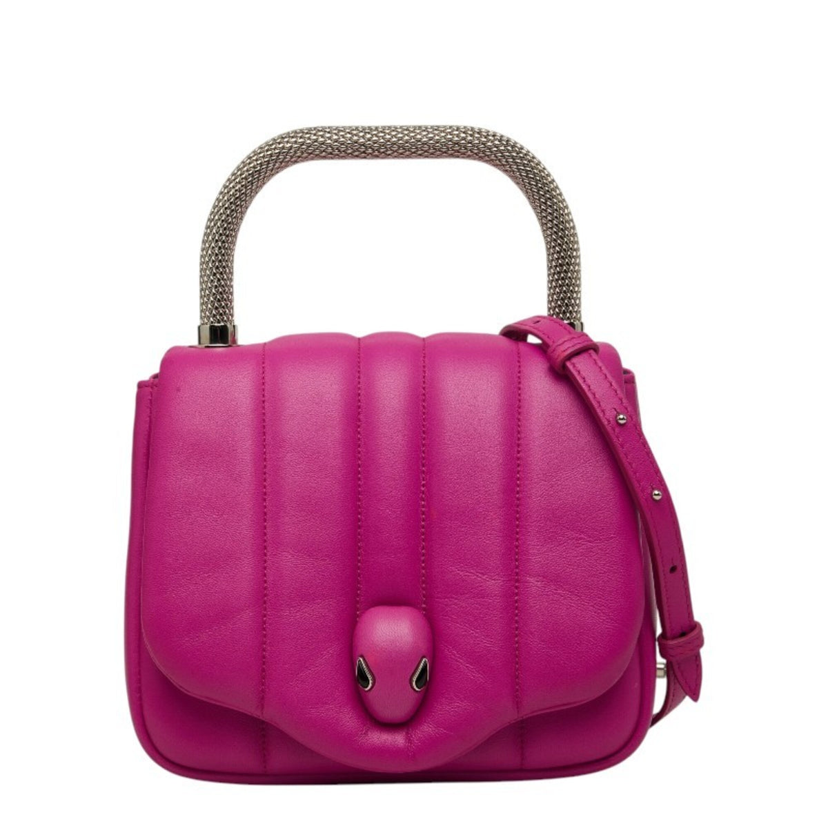 Bvlgari Pink Leather Handbag Shoulder Bag (Pre-Owned)