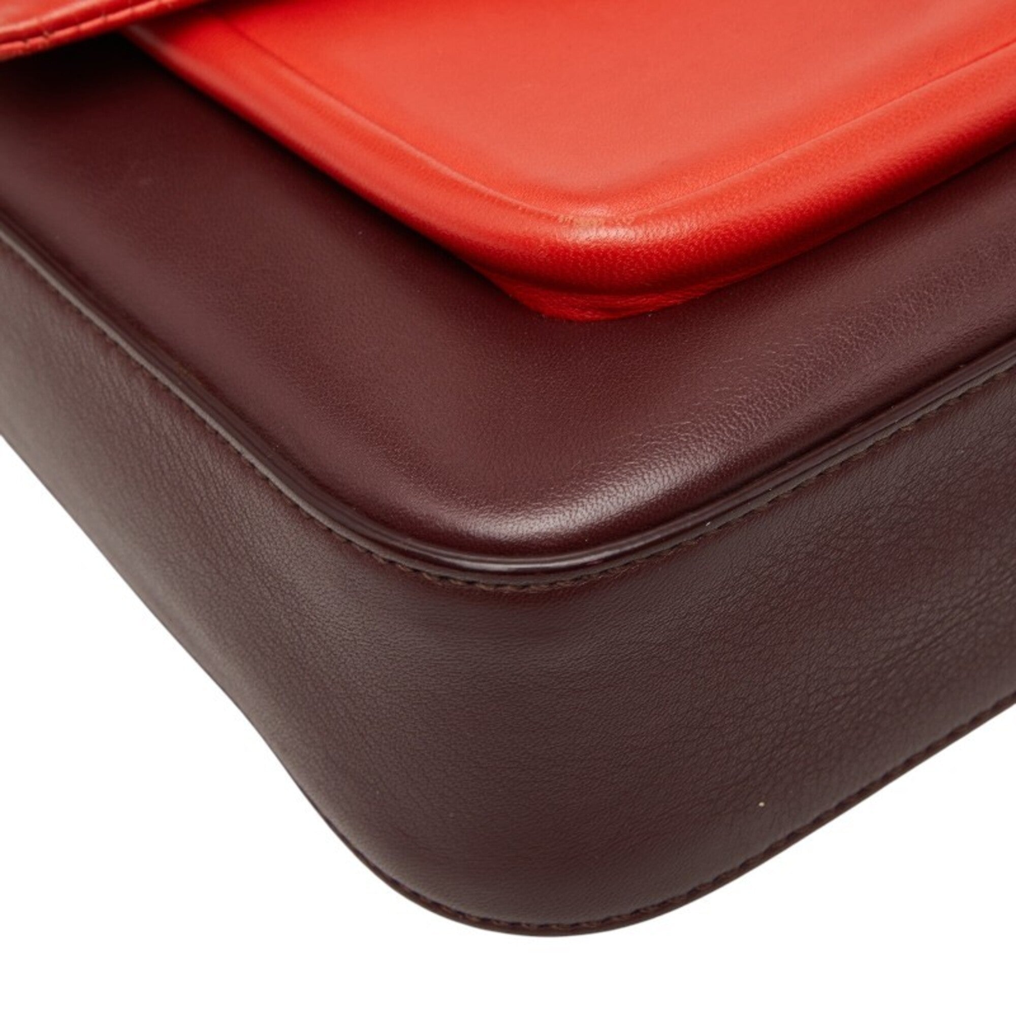Fendi Bordeaux Red Color Leather Shoulder Bag (Pre-Owned)