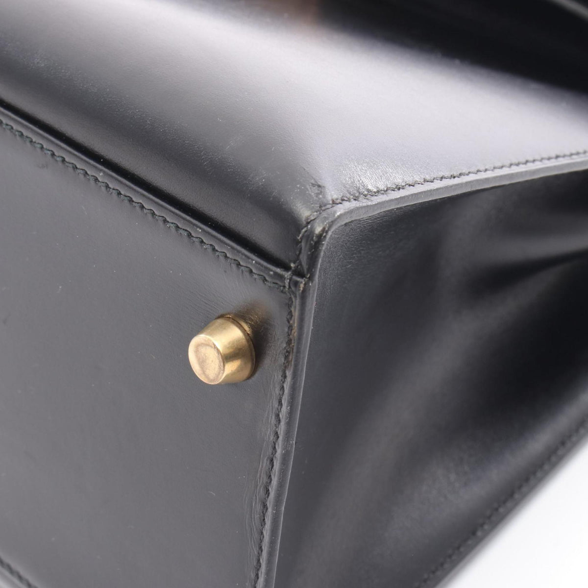 Hermes Black Box Calf Leather Handbag (Pre-Owned)