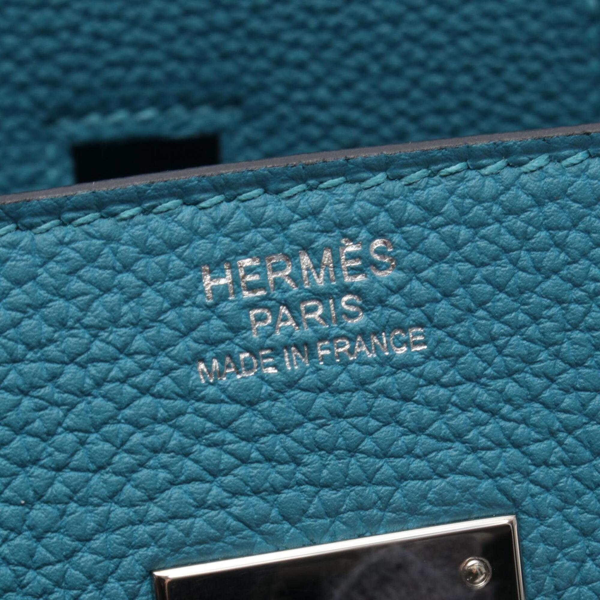 Hermes Blue Turquoise Togo Leather Handbag (Pre-Owned)