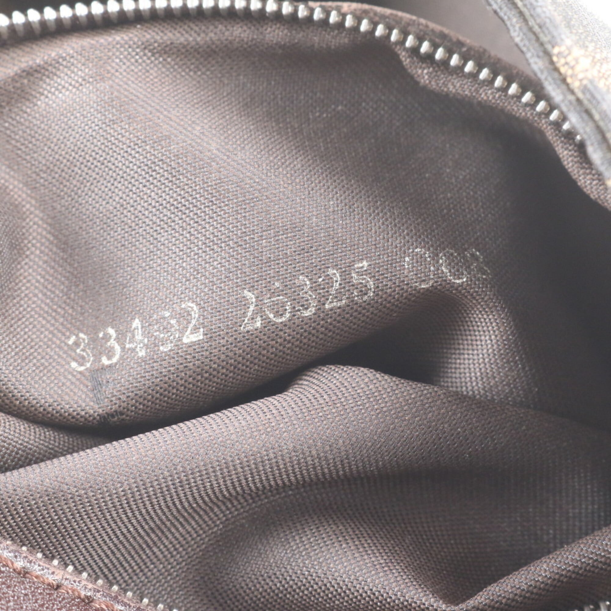 Fendi Brown Leather Canvas Shoulder Bag (Pre-Owned)