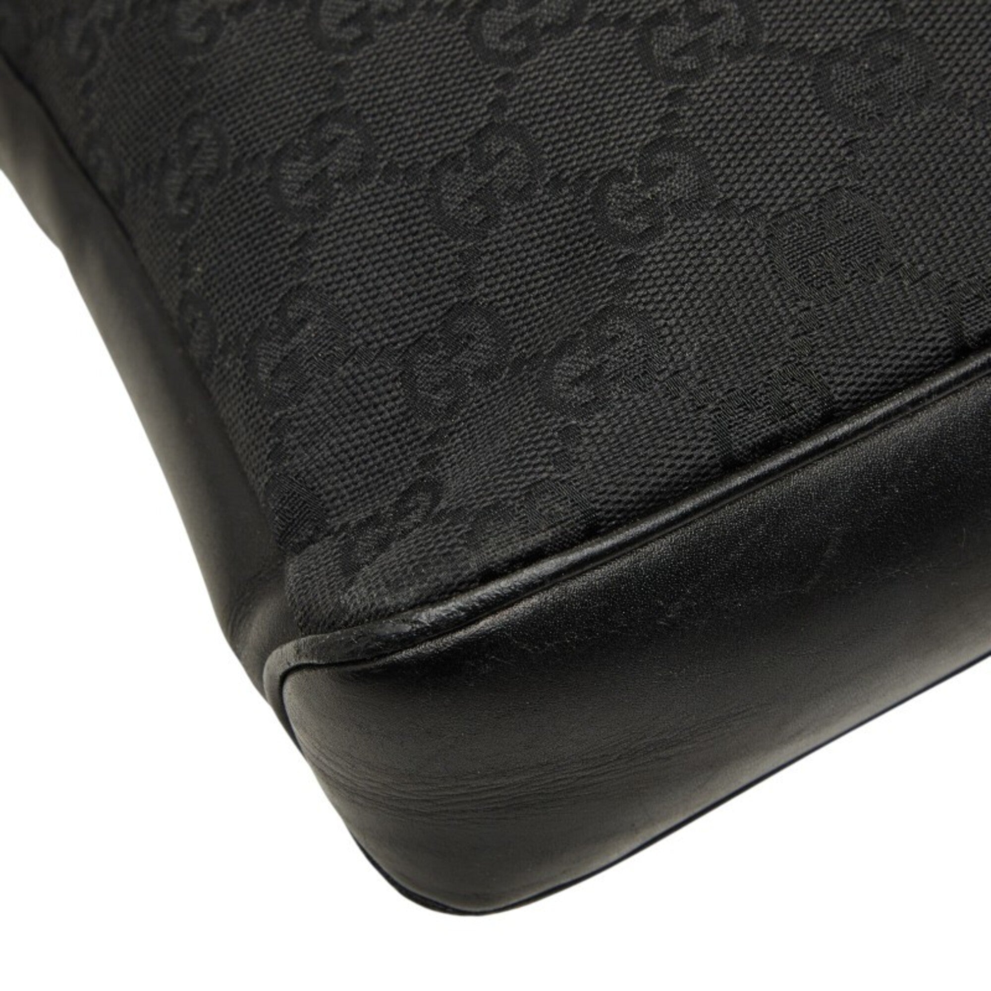 Gucci Black Canvas Leather Shoulder Bag (Pre-Owned)