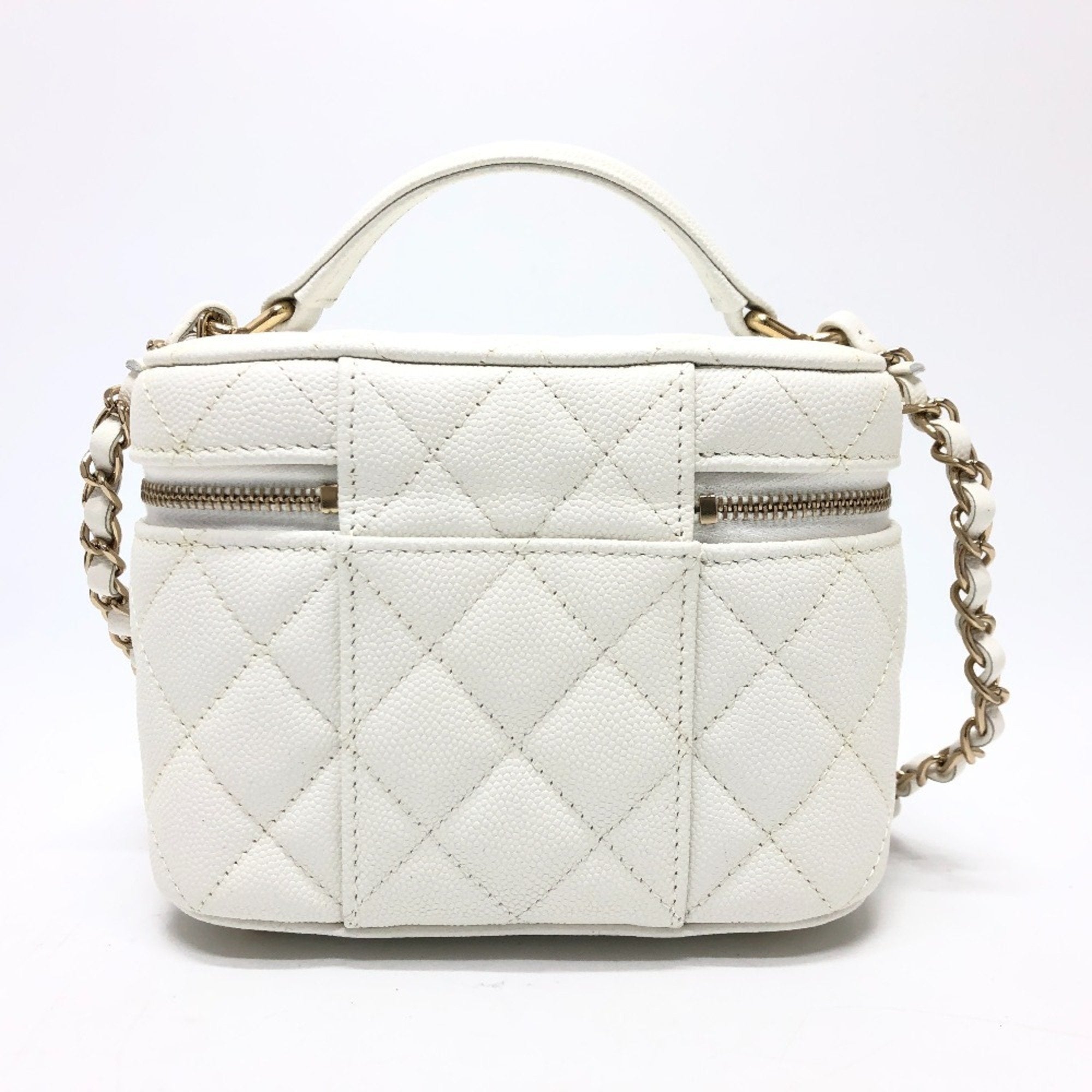 Chanel Caviar Skin White Caviar Leather Handbag Shoulder Bag Vanity Bag (Pre-Owned)
