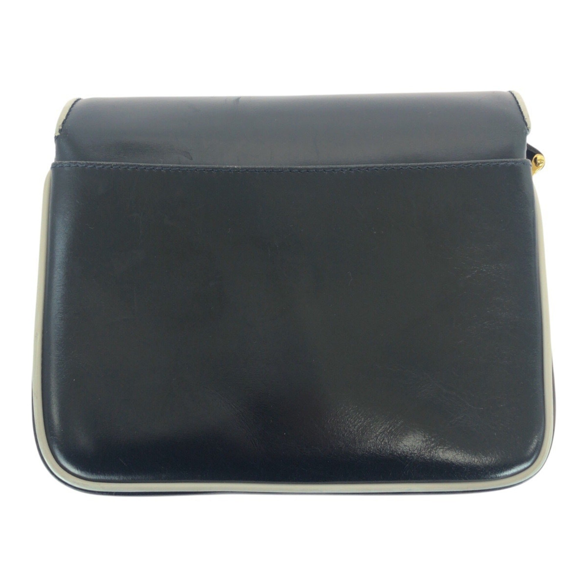 Celine Navy White Leather Pochette Shoulder Bag (Pre-Owned)