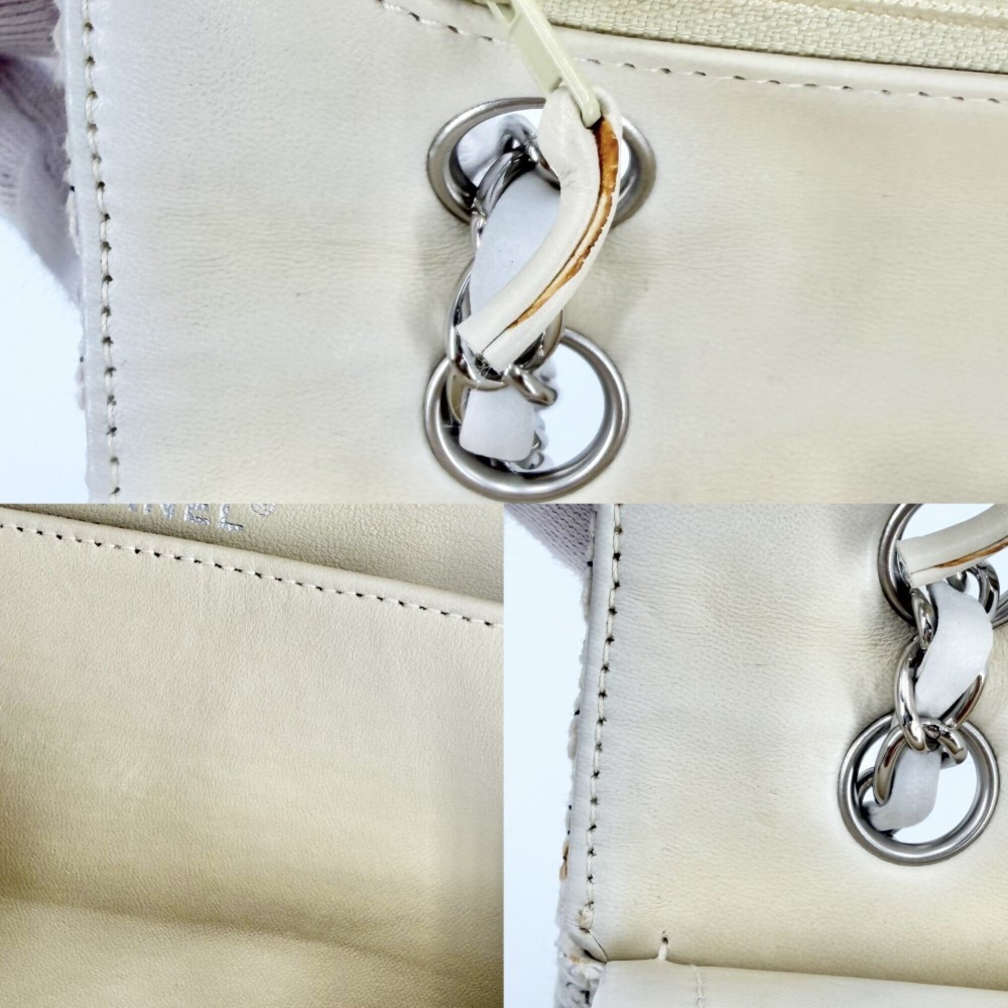 Chanel White Tweed Leather Shoulder Bag (Pre-Owned)