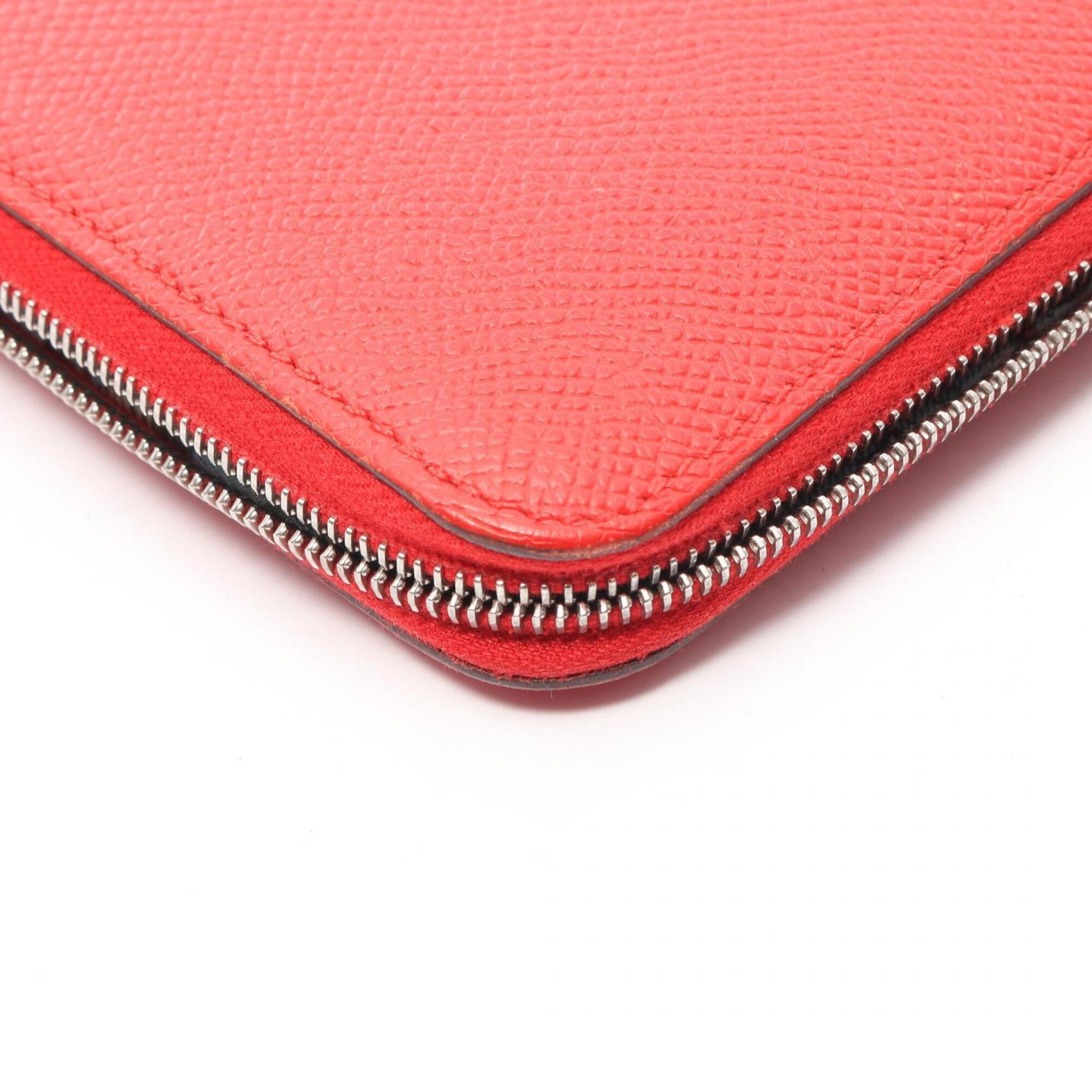 Hermes Red Color Epsom Leather Long Wallet (Bi-Fold) (Pre-Owned)