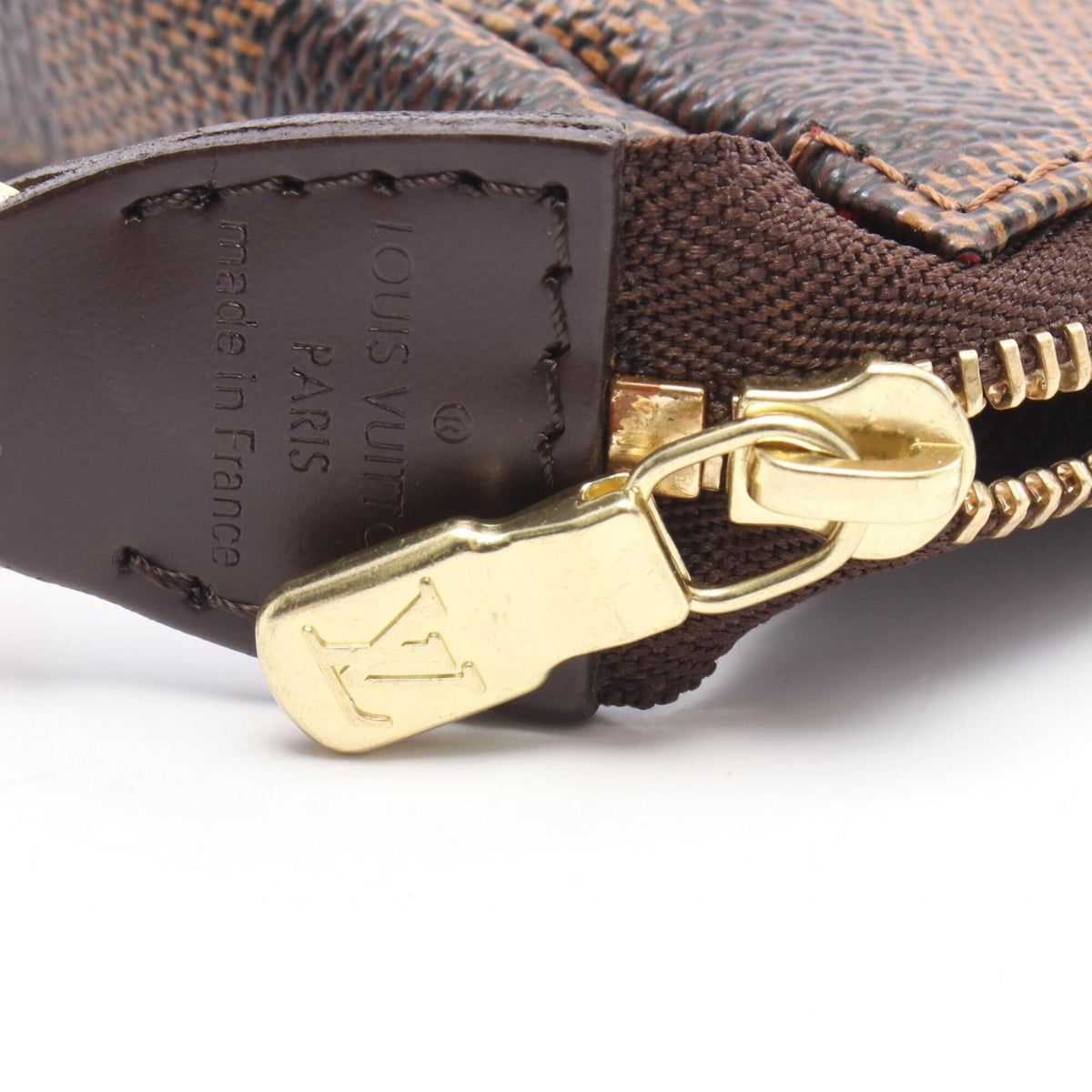 Louis Vuitton Damier Brown Red Color Coated Canvas Leather Handbag Pochette (Pre-Owned)