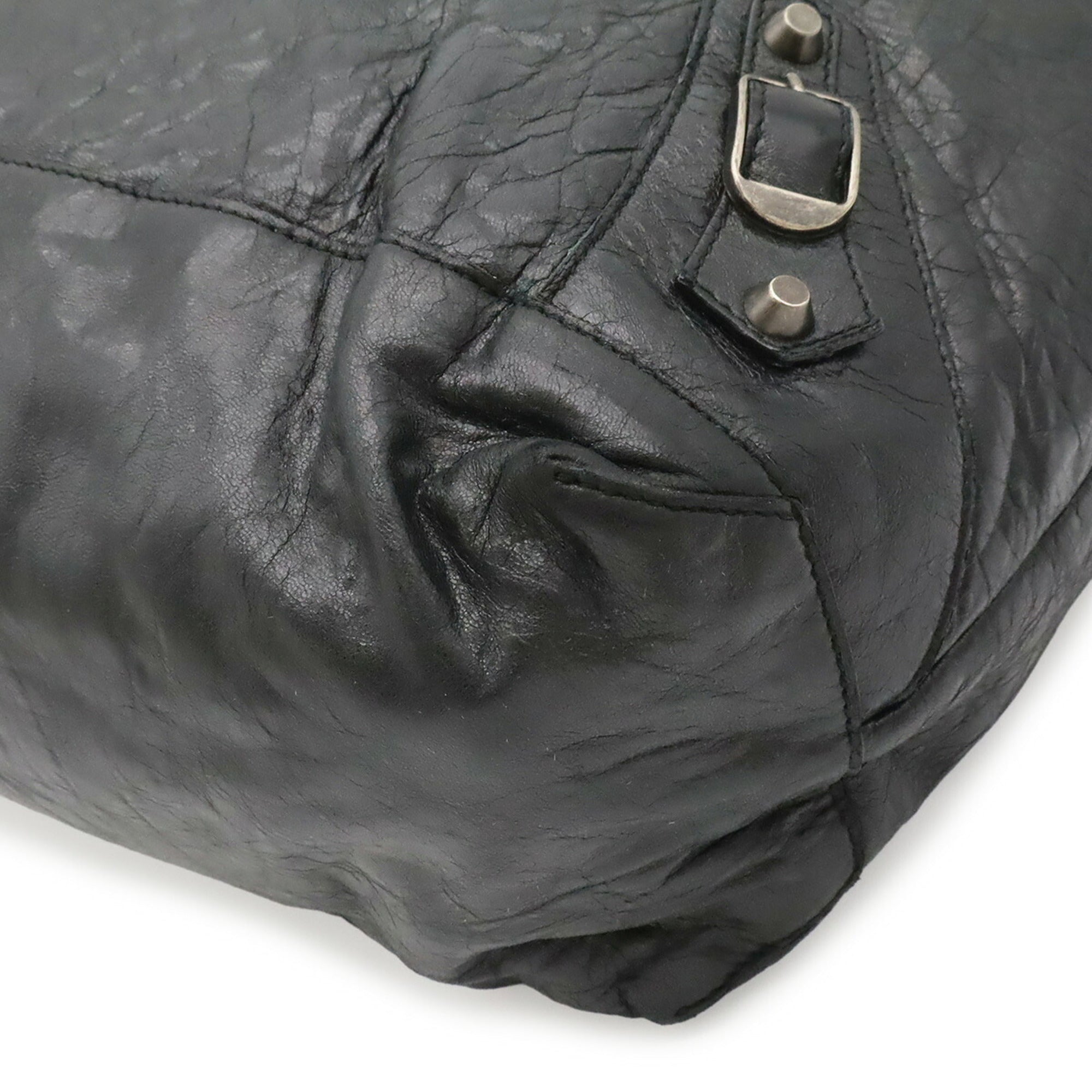 Balenciaga Black Leather Handbag Shoulder Bag (Pre-Owned)