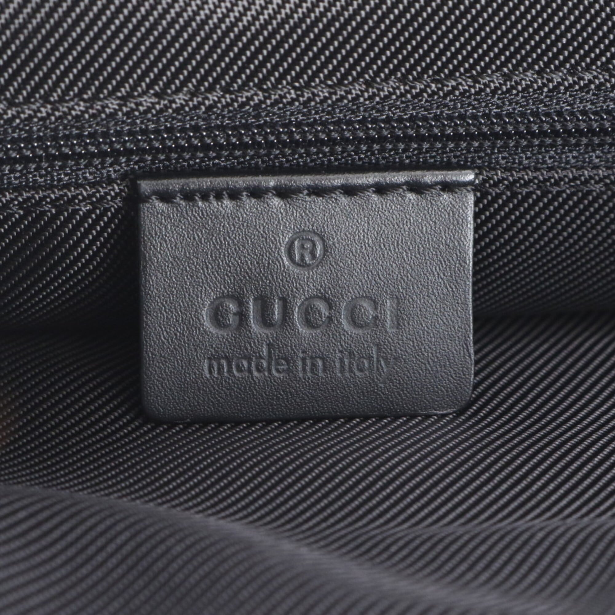 Gucci Beige Black Leather Canvas Shoulder Bag Tote Bag (Pre-Owned)