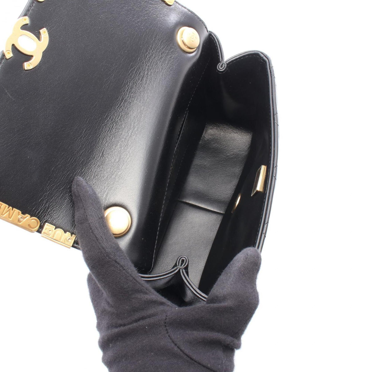 Chanel Black Leather Handbag Shoulder Bag (Pre-Owned)