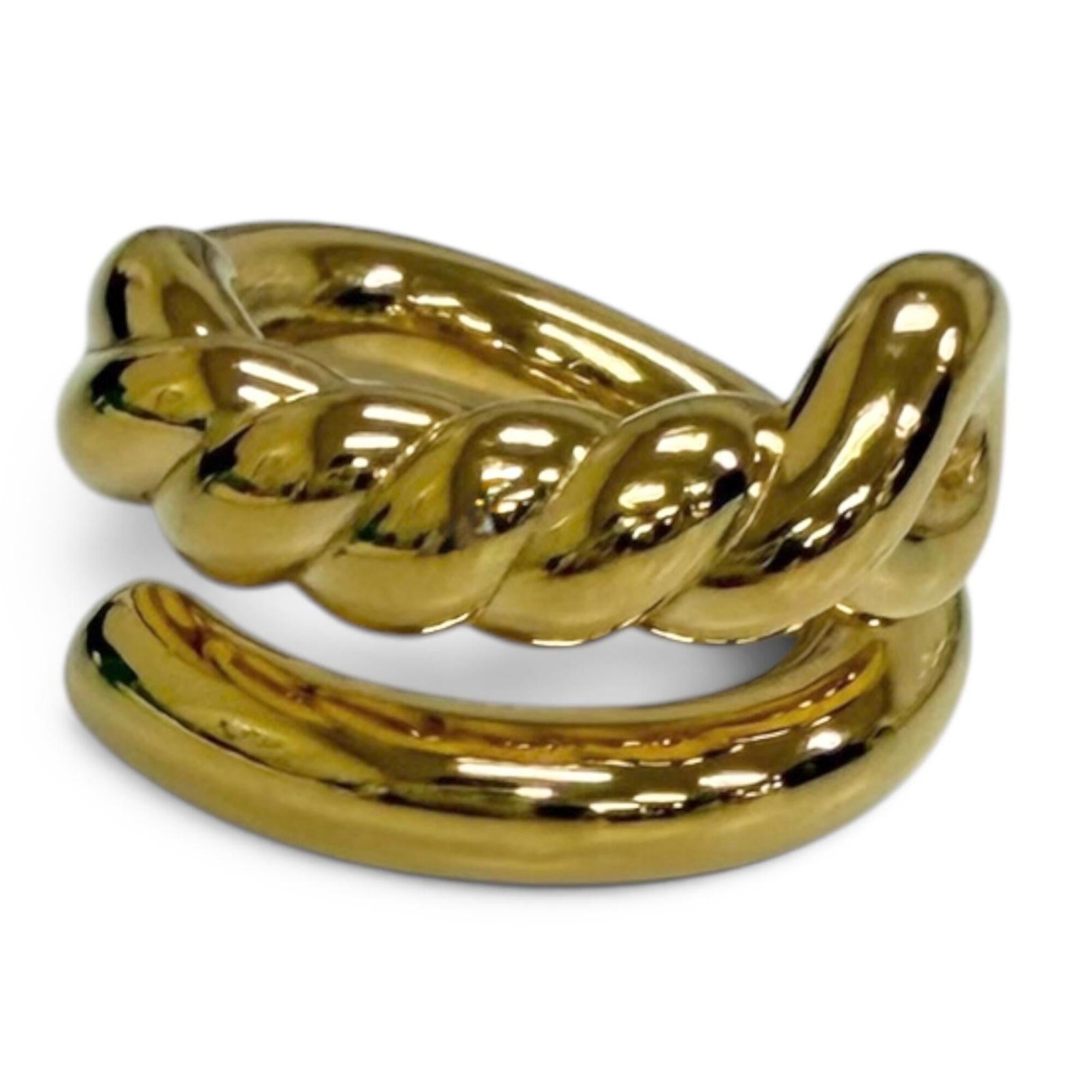 Bottega Veneta Gold Silver 925 Band Ring (Pre-Owned)