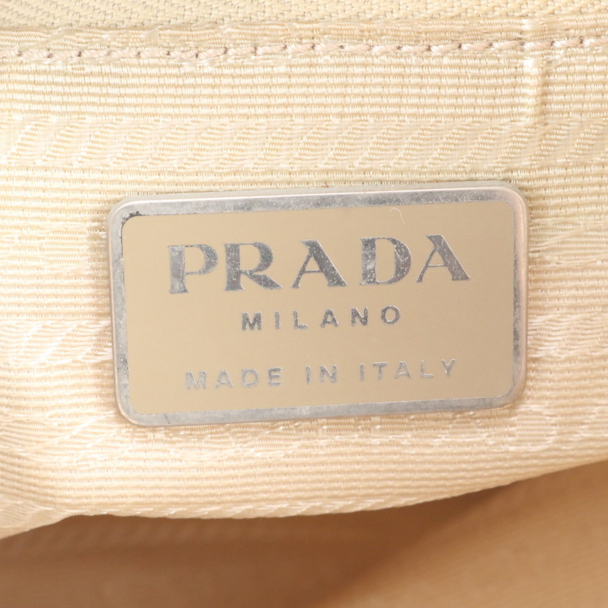 Prada Beige Leather Nylon Shoulder Bag (Pre-Owned)