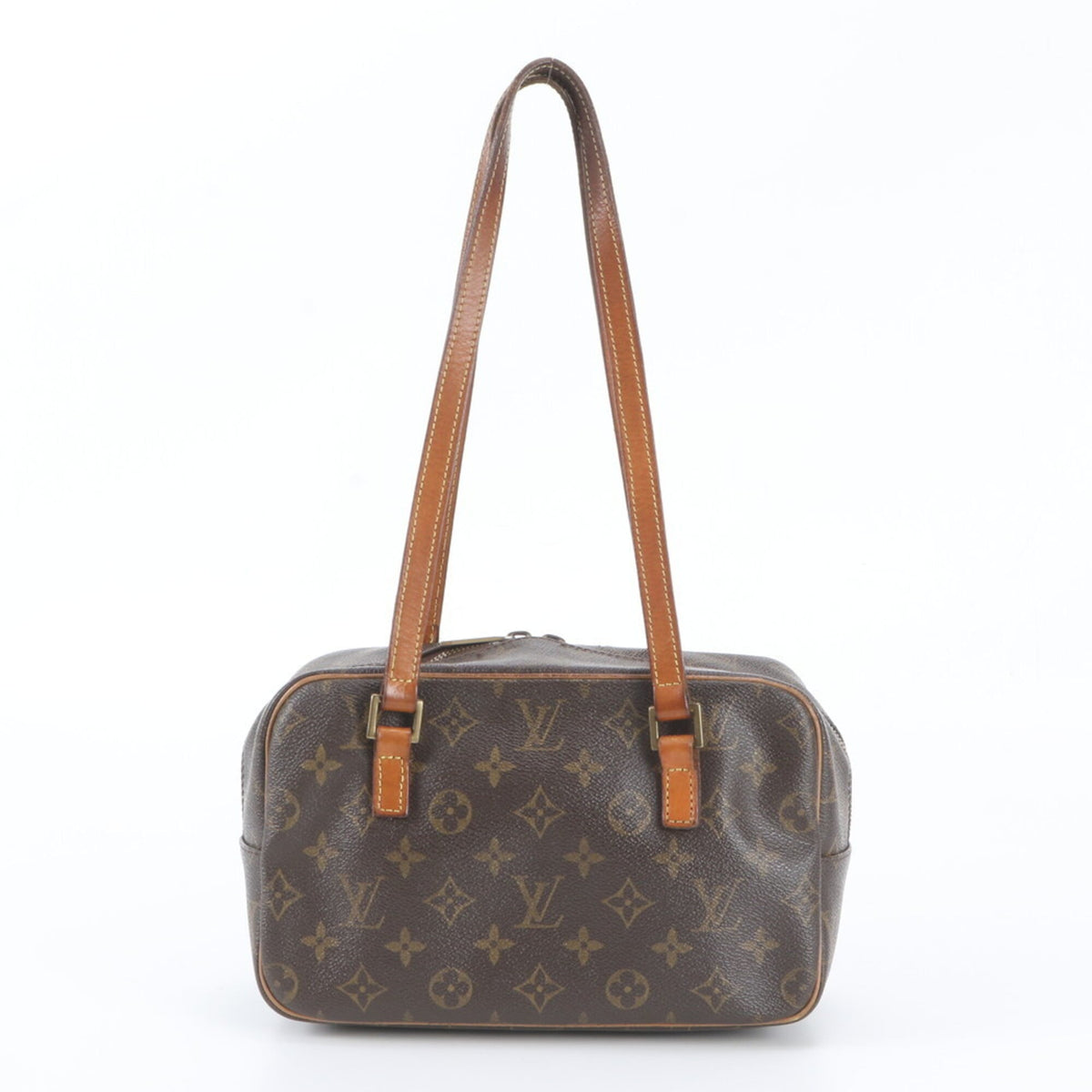 Louis Vuitton Brown Leather Coated Canvas Handbag Shoulder Bag Tote Bag (Pre-Owned)