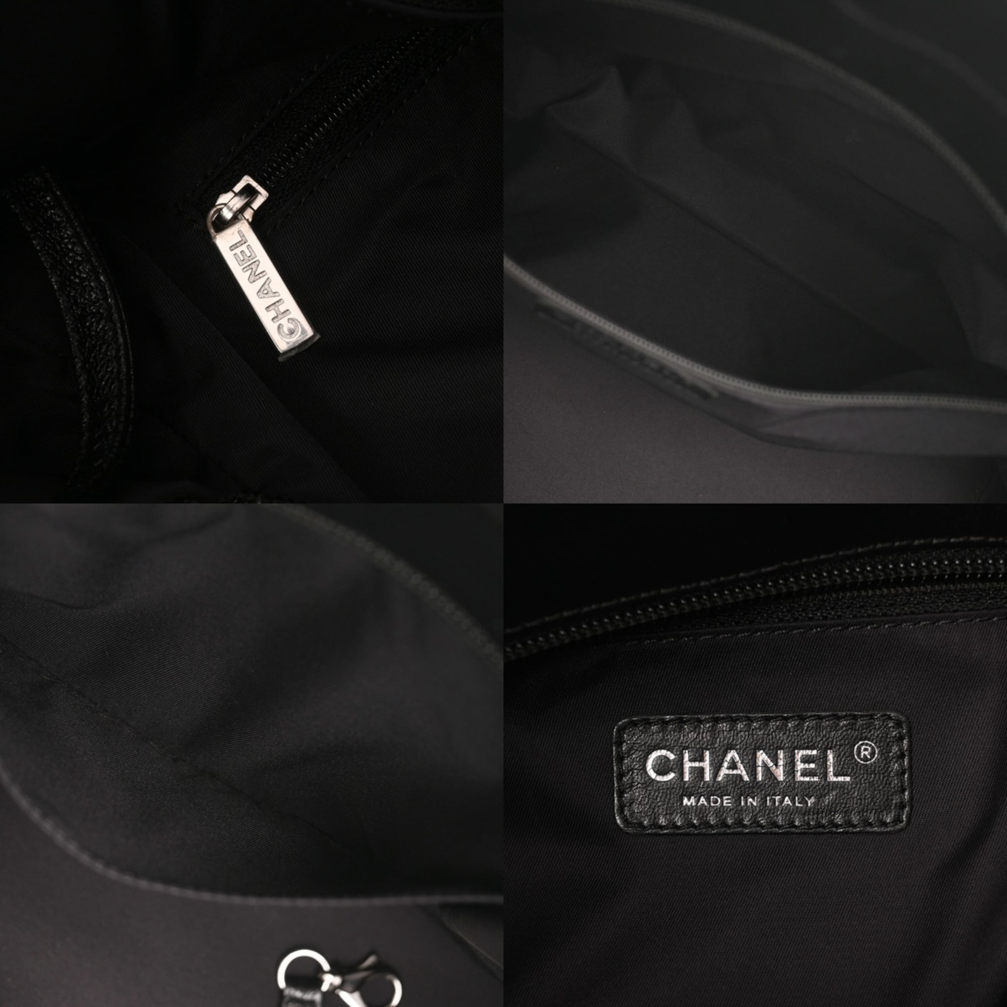 Chanel Paris Biarritz Black Canvas Leather Tote Bag (Pre-Owned)