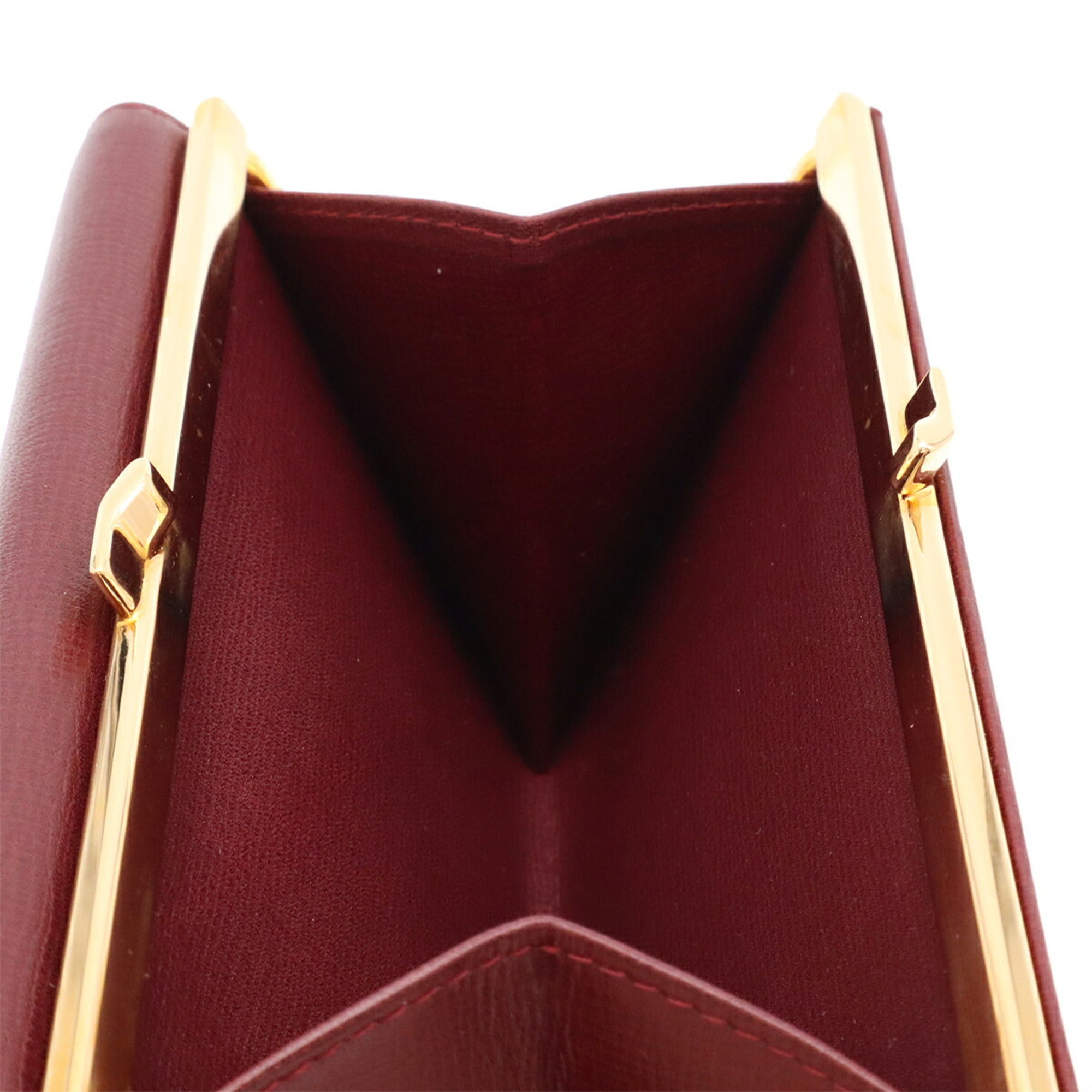 Cartier Bordeaux Leather Wallet (Tri-Fold) (Pre-Owned)