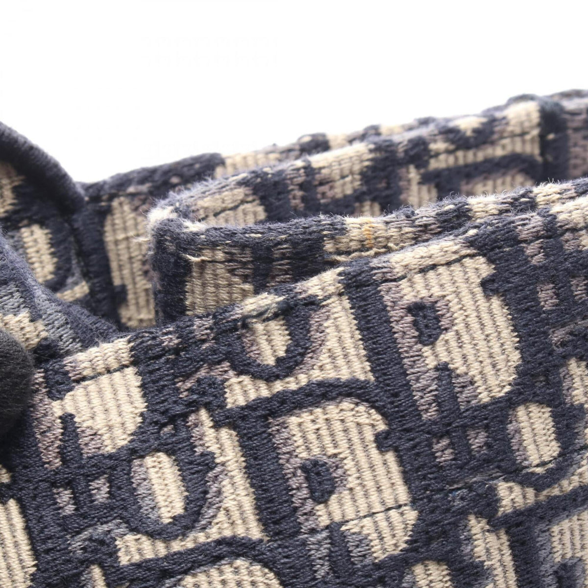 Christian Dior Beige Navy Canvas Handbag Tote Bag (Pre-Owned)