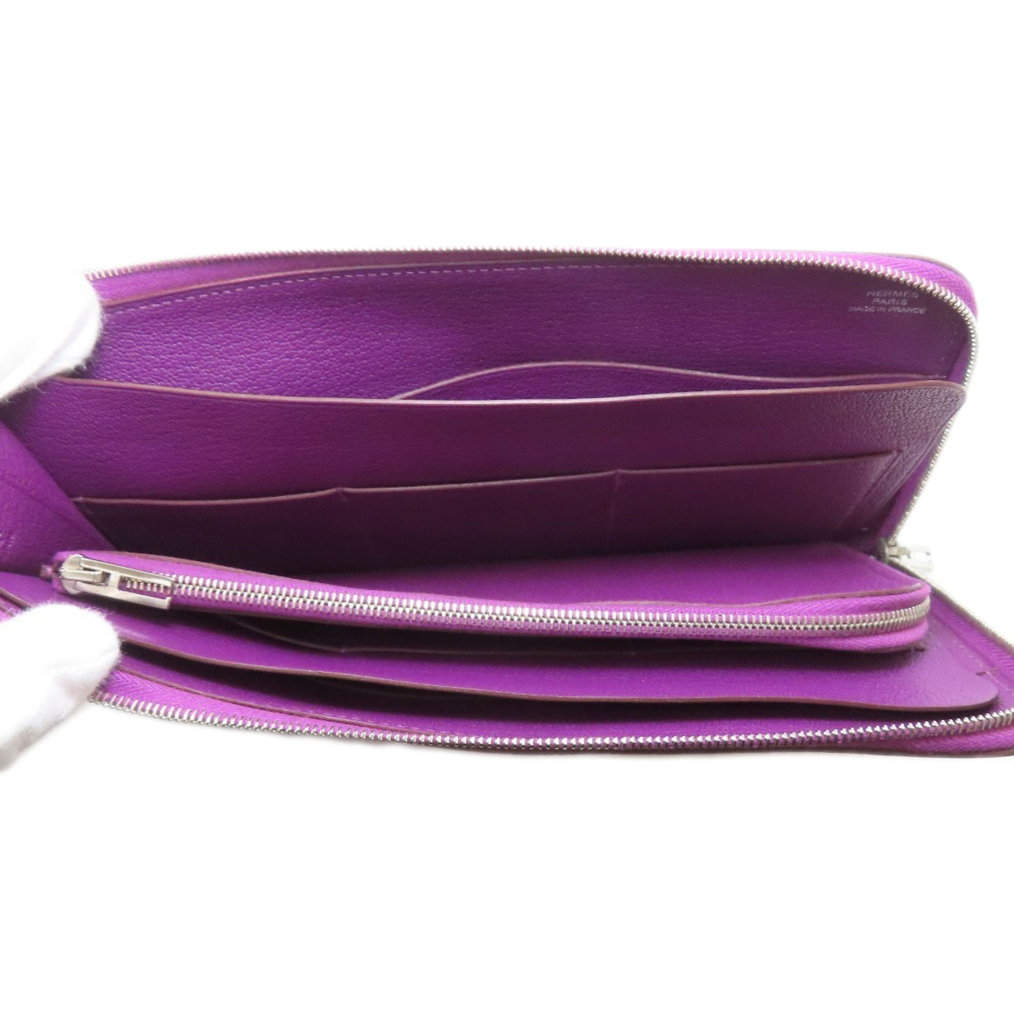 Hermes Purple Togo Leather Long Wallet (Bi-Fold) (Pre-Owned)